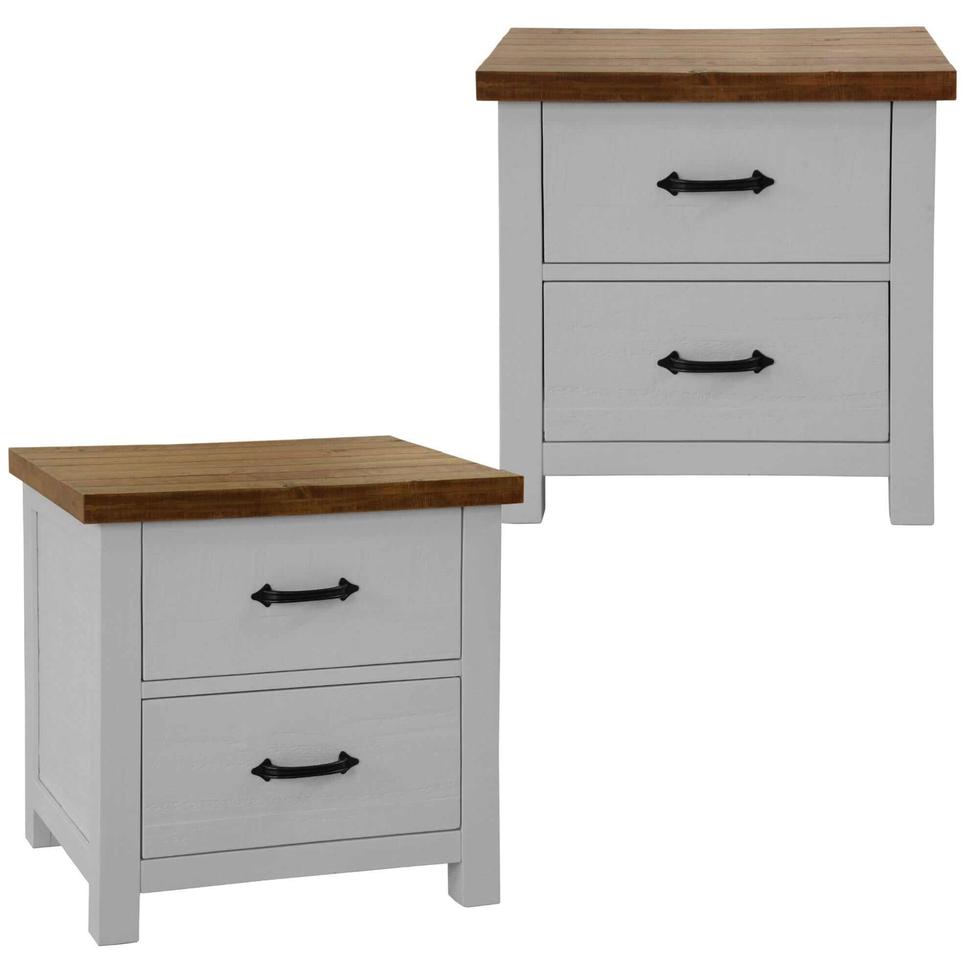 Grandy Set of 2 White and Brown Nightstand