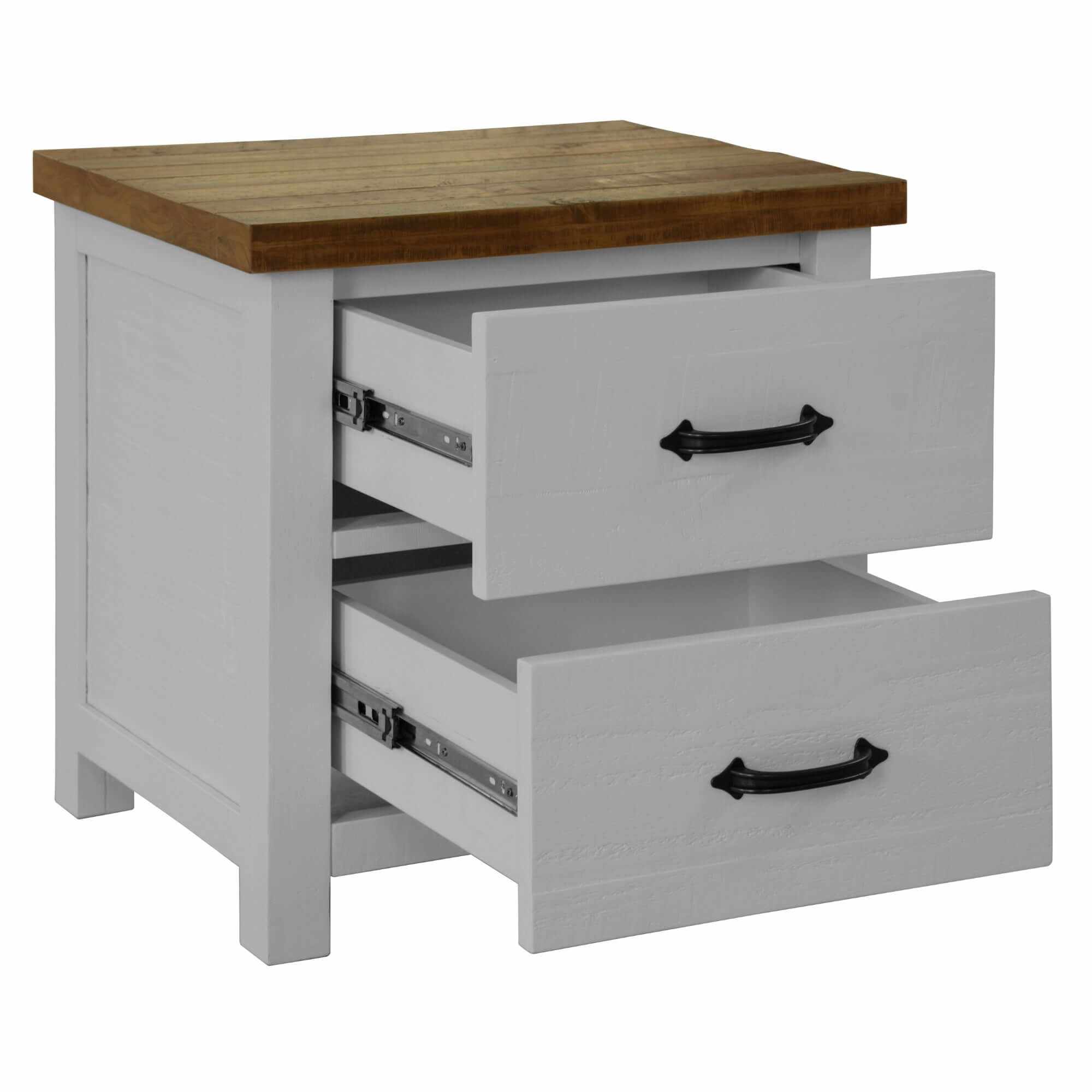Grandy Set of 2 White and Brown Nightstand