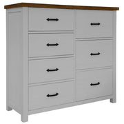Grandy Tallboy 7 Drawer Chest of Drawers - White Brown