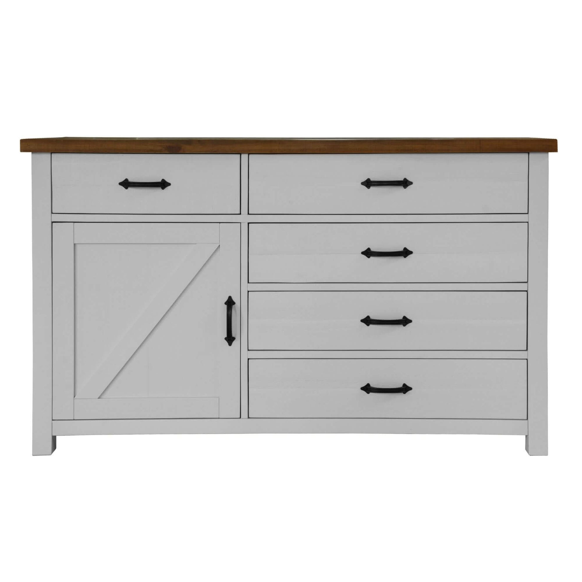 Grandy Five Drawer Dresser Chest - White Brown