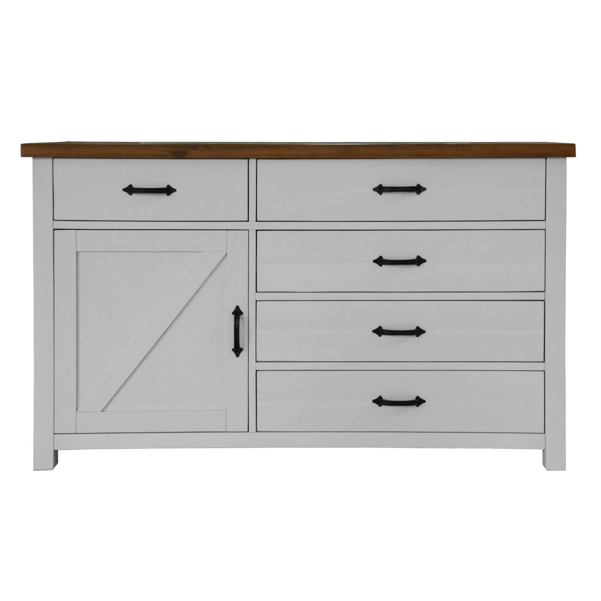 Grandy Five Drawer Dresser Chest - White Brown