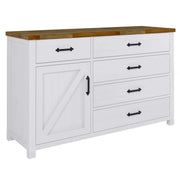 Grandy Five Drawer Dresser Chest - White Brown