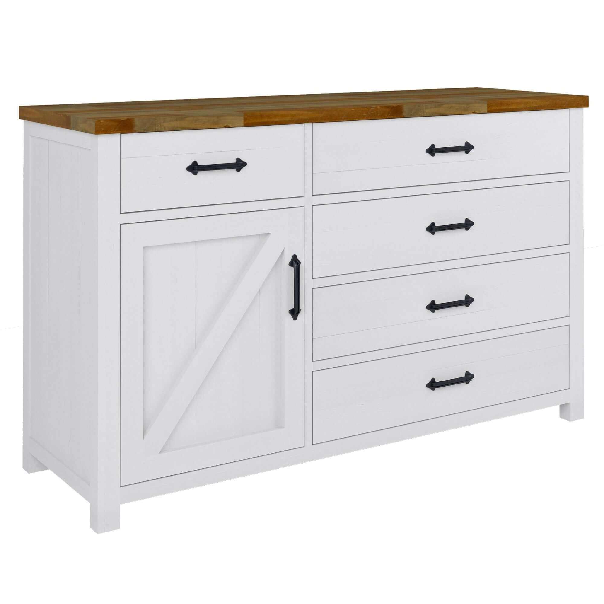 Grandy Five Drawer Dresser Chest - White Brown