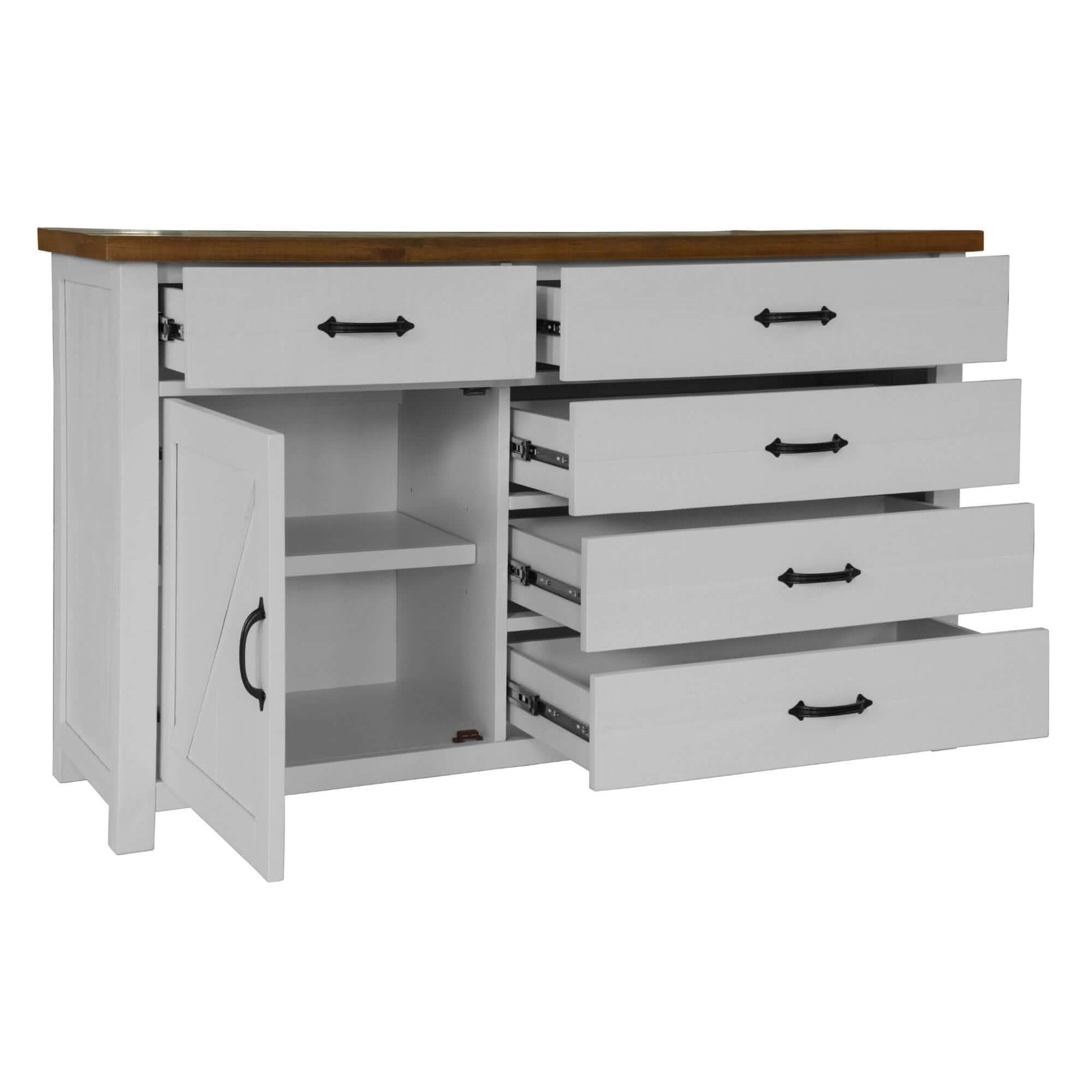 Grandy Hampton 5 Drawer Dresser Mirror - White Brown
