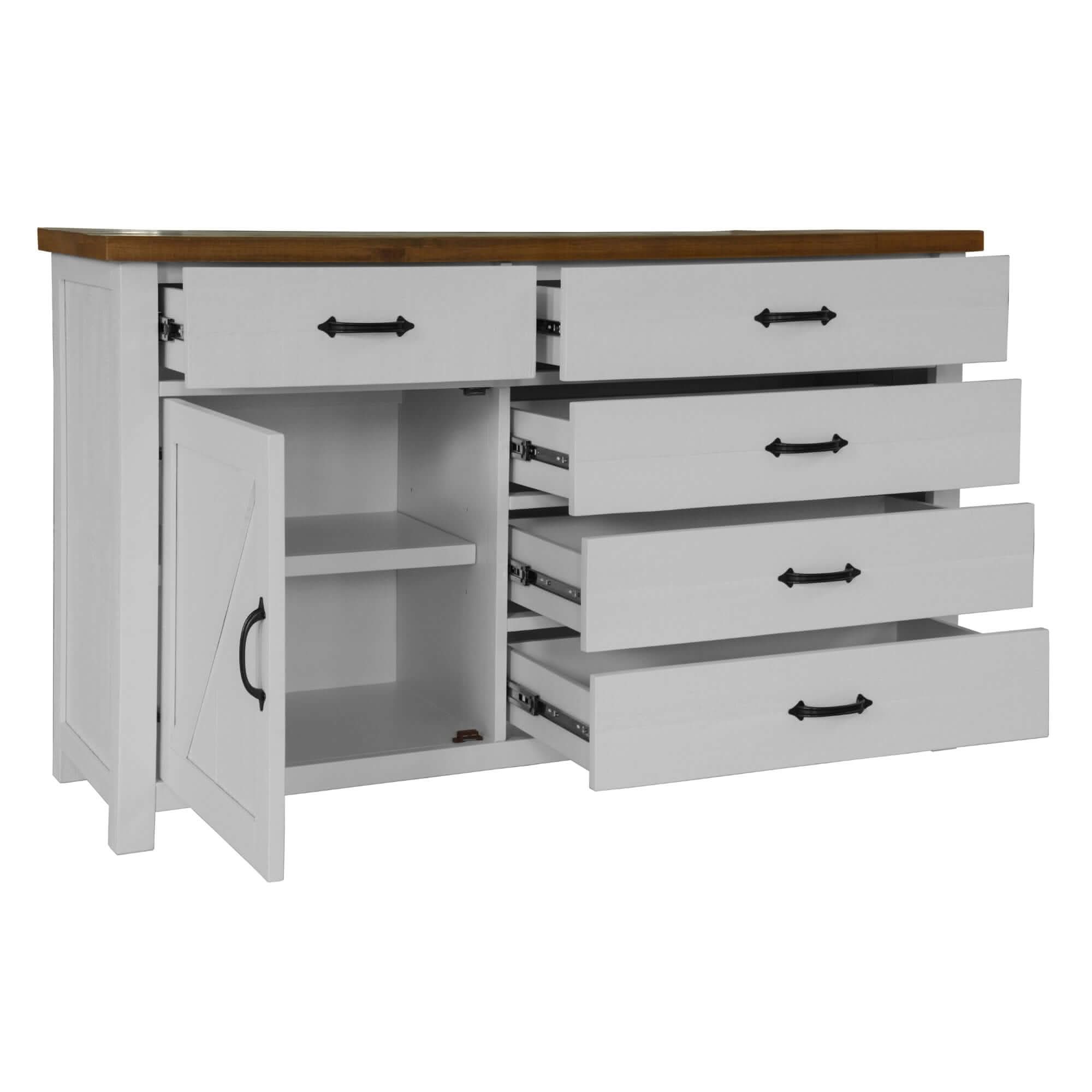 Grandy Hampton 5 Drawer Dresser Mirror - White Brown