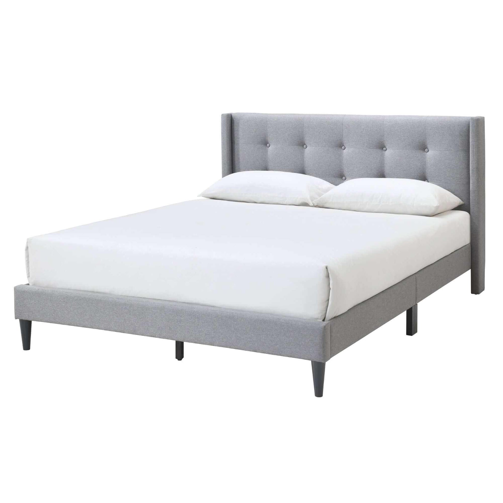 Delilah Upholstered King Bed With Headboard - Light Grey