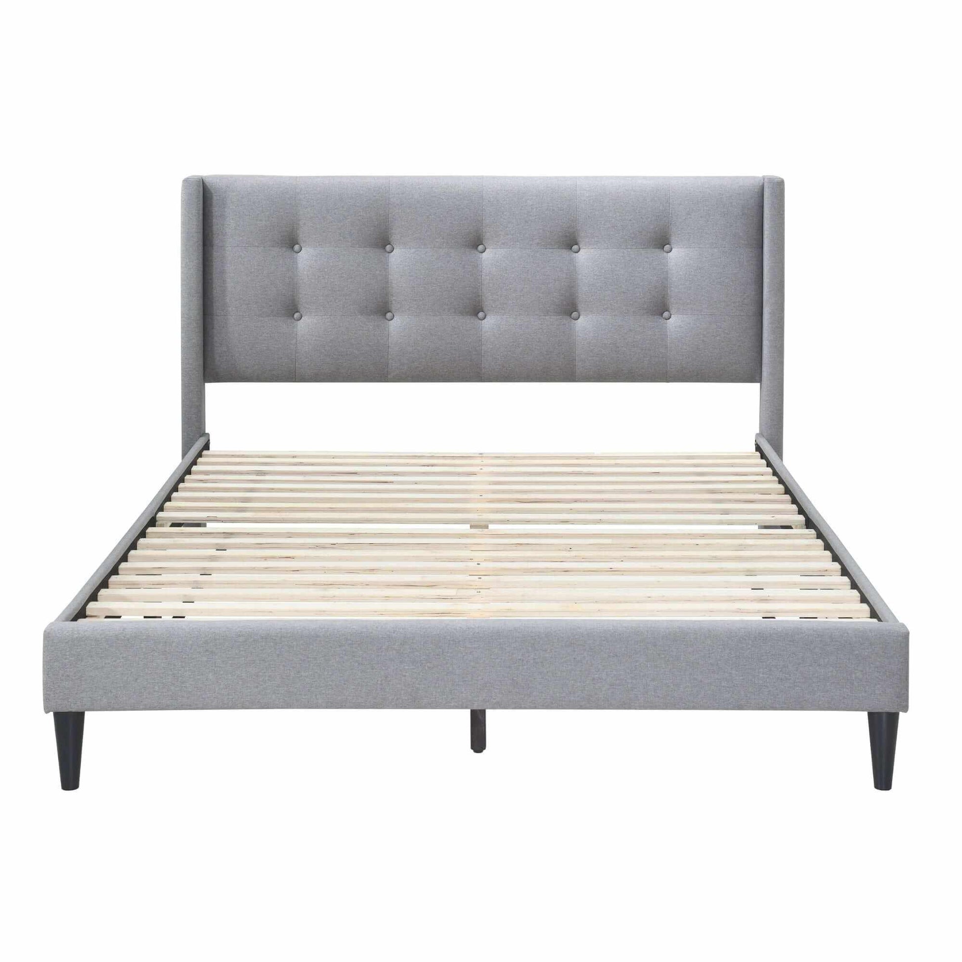 Delilah Upholstered King Bed With Headboard - Light Grey