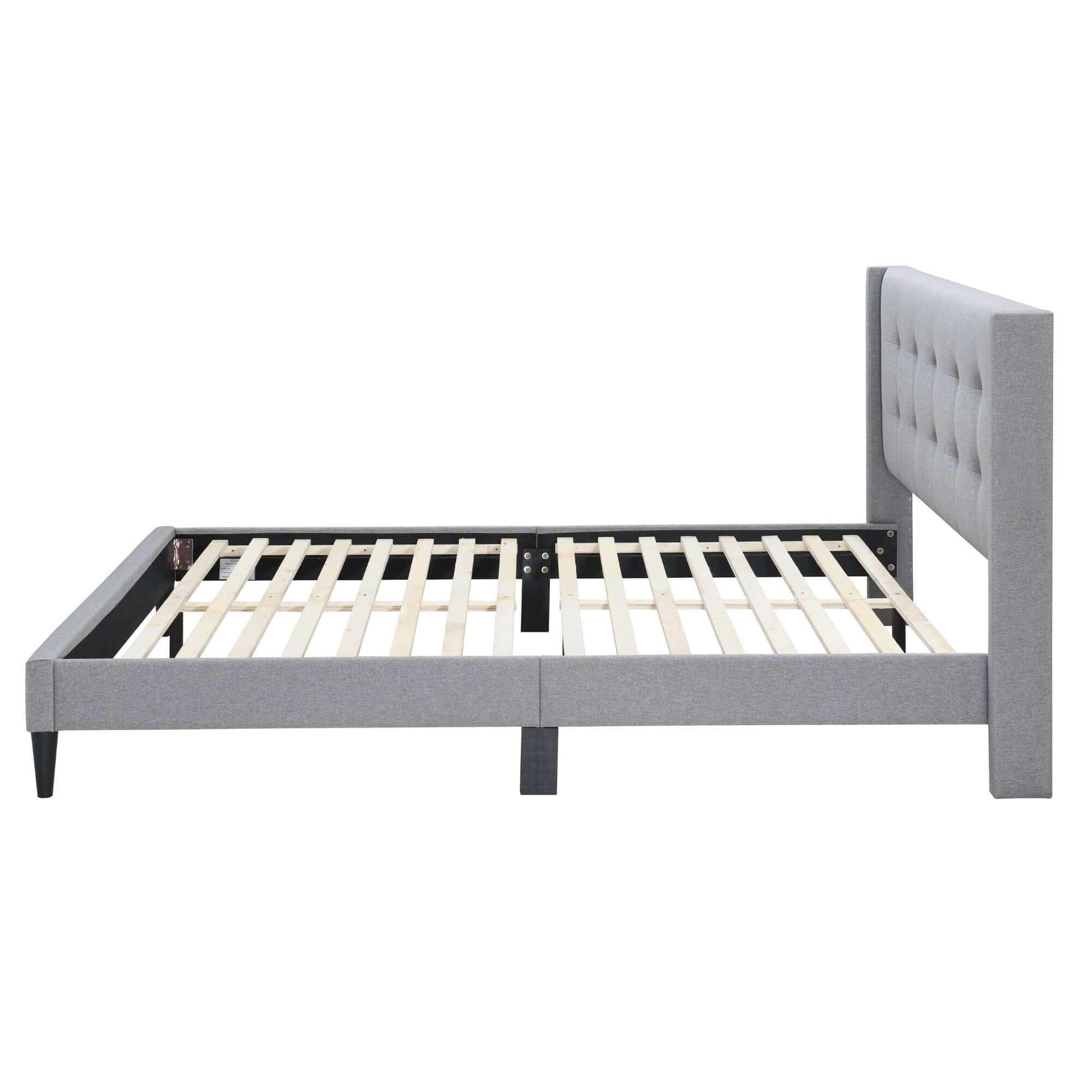 Delilah Upholstered King Bed With Headboard - Light Grey