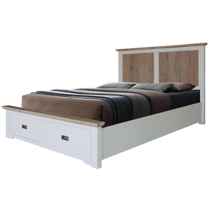 Fiona Queen Bed Frame With Storage Drawers - White Grey