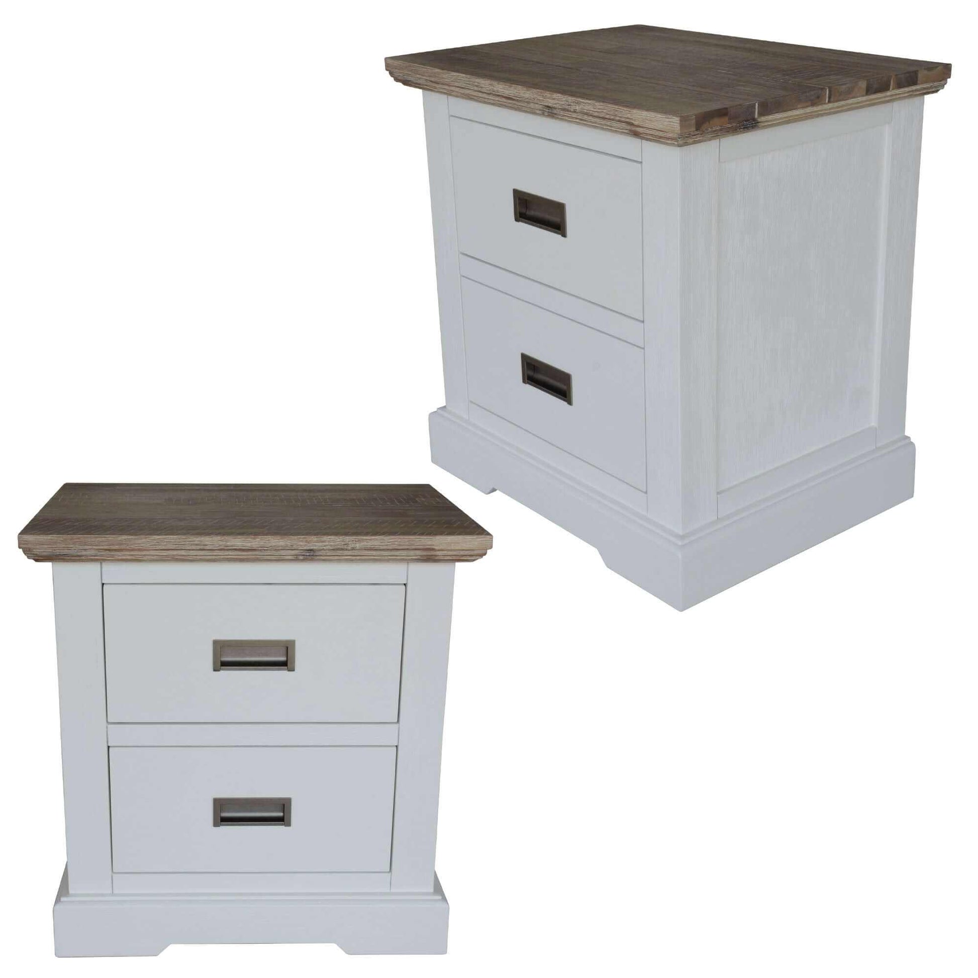 Fiona Hampton Bedside Table Set of 2 - White Grey