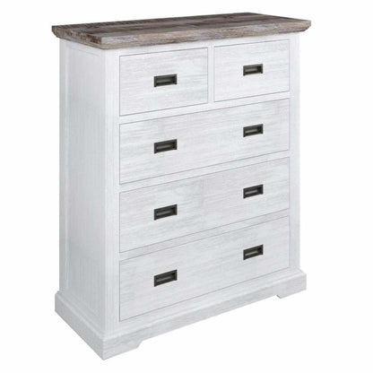 Fiona Hampton Style 5 Chest of Drawers Tallboy White Grey