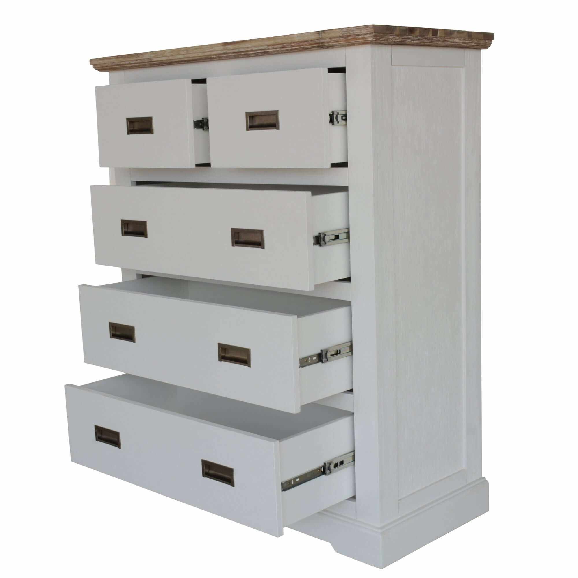 Fiona Hampton Style 5 Chest of Drawers Tallboy White Grey