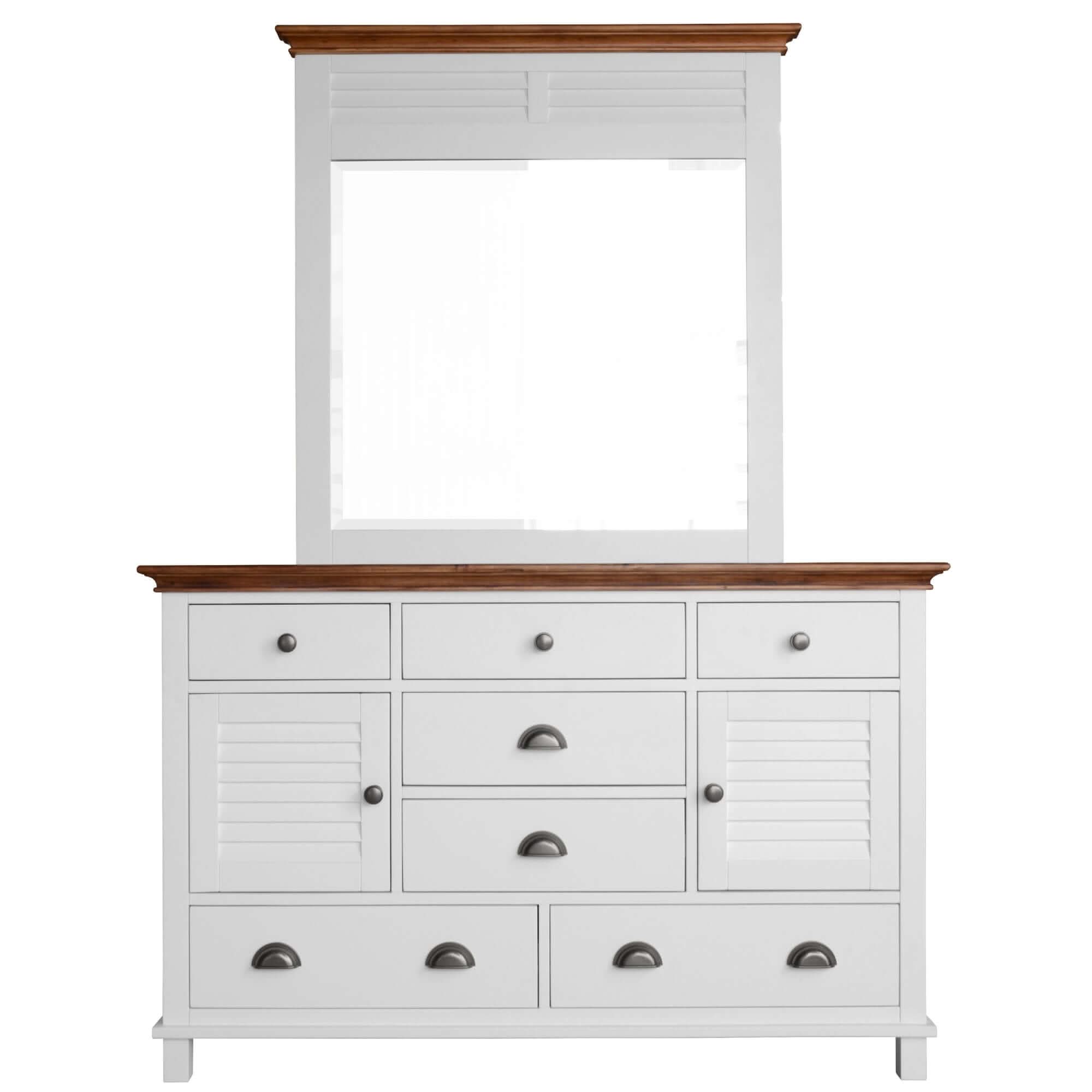 Virginia 7 Drawers Solid Wood White Dresser