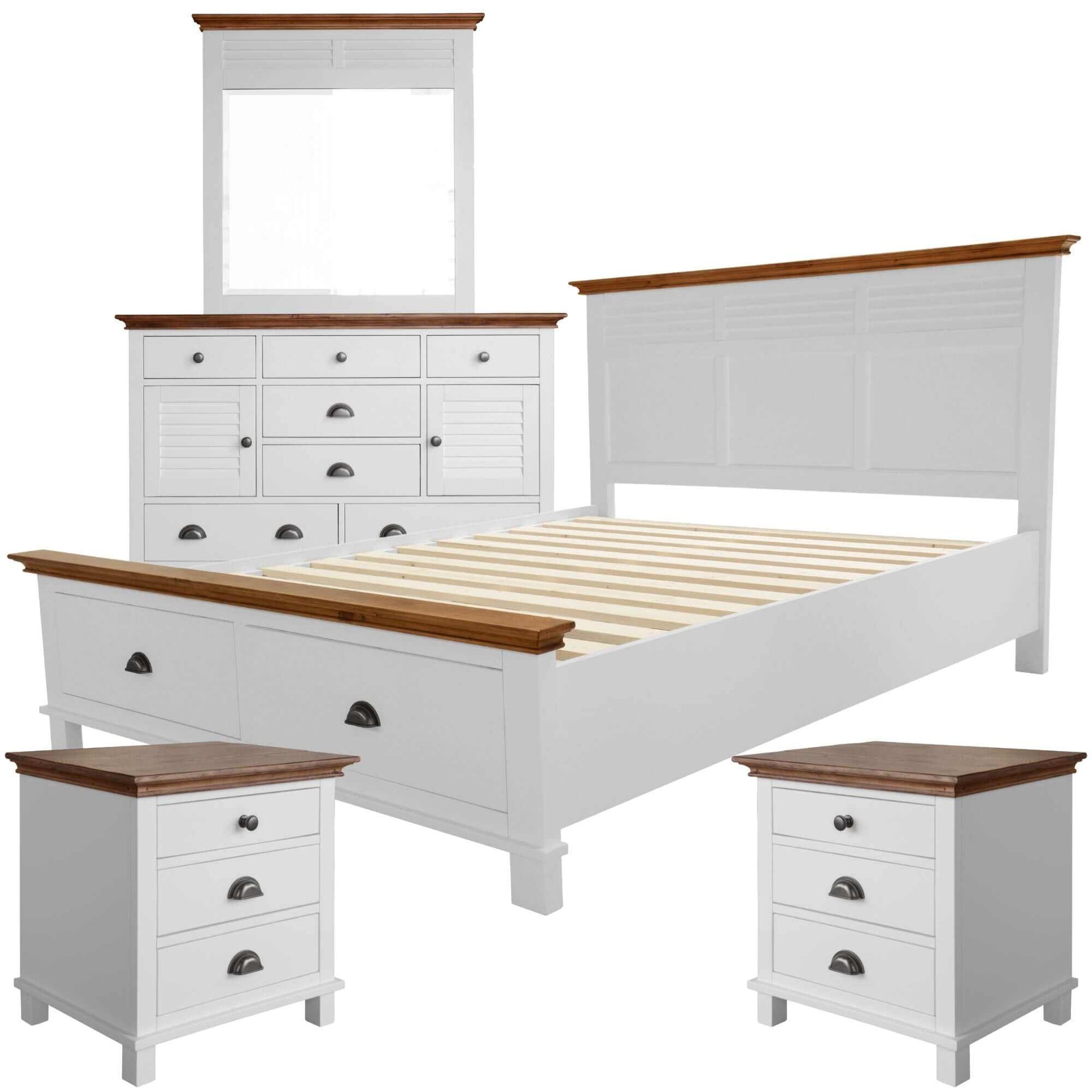 Virginia 4pc King Bedroom Set with Dresser - White