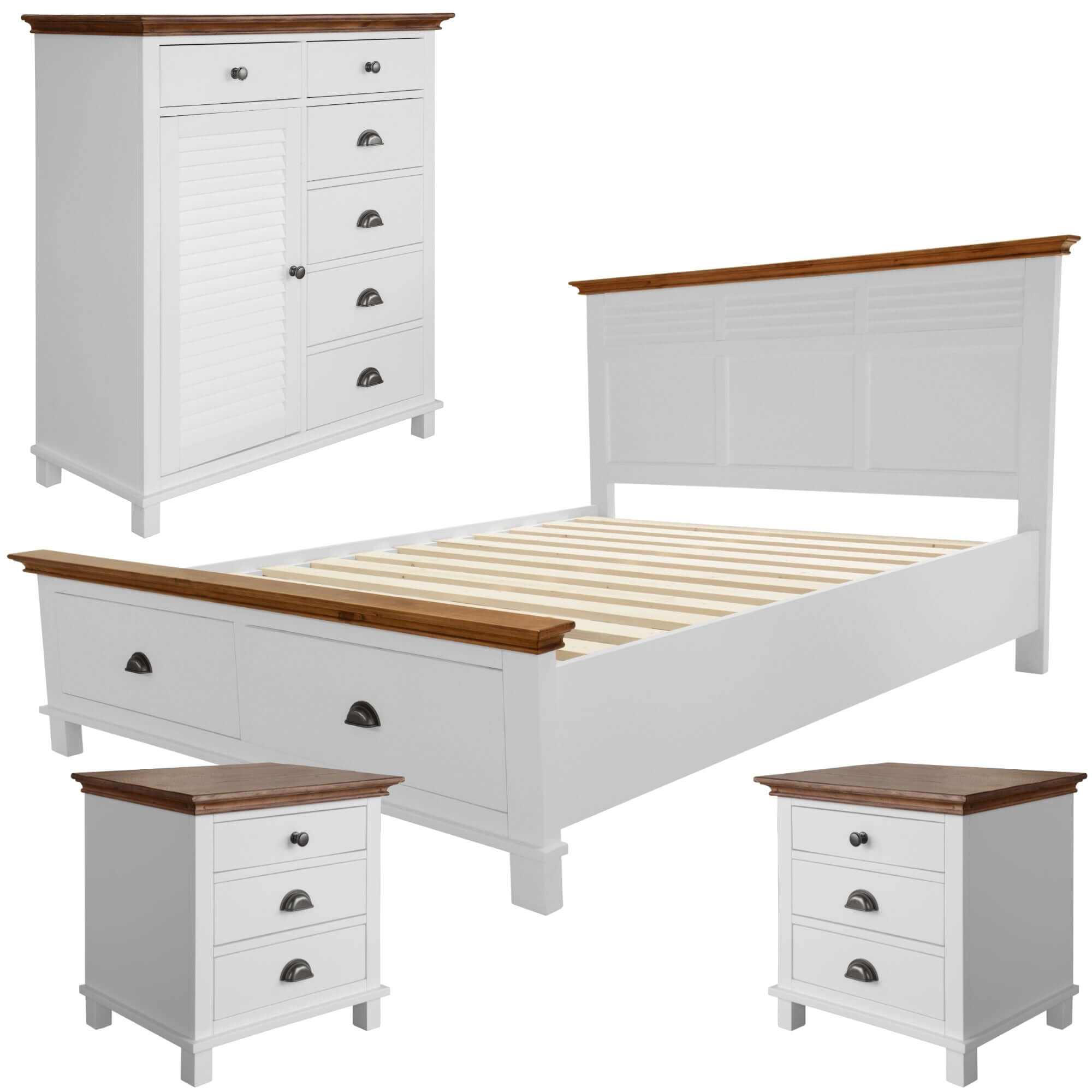 Virginia 4pc Hampton Style King Bedroom Suite - White