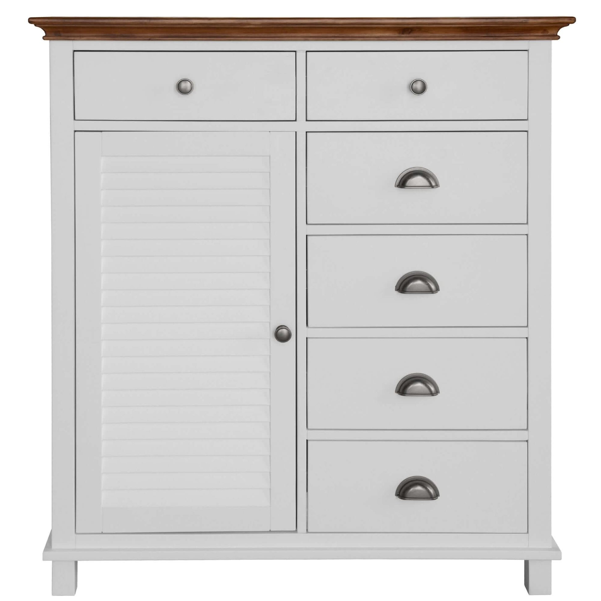 Virginia White Tall Dresser 6 Chest of Drawers Solid Pine Wood