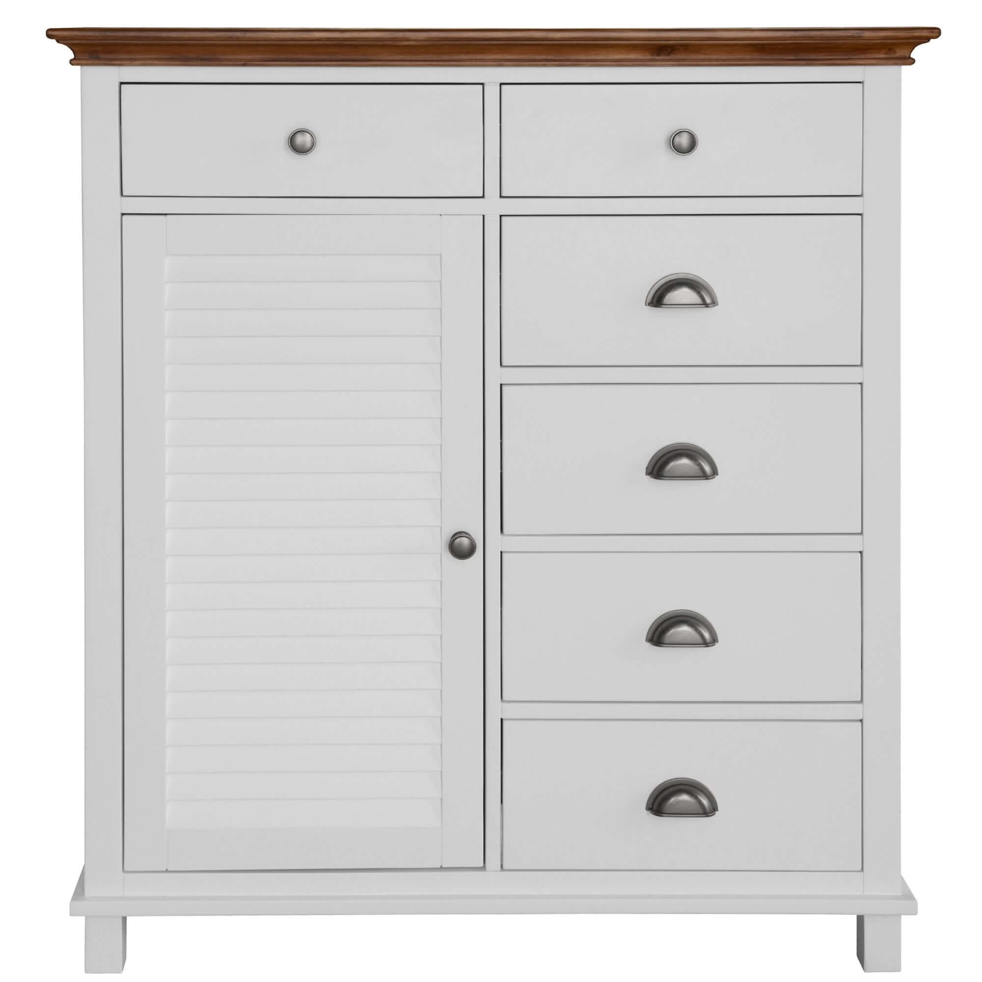 Virginia White Tall Dresser 6 Chest of Drawers Solid Pine Wood