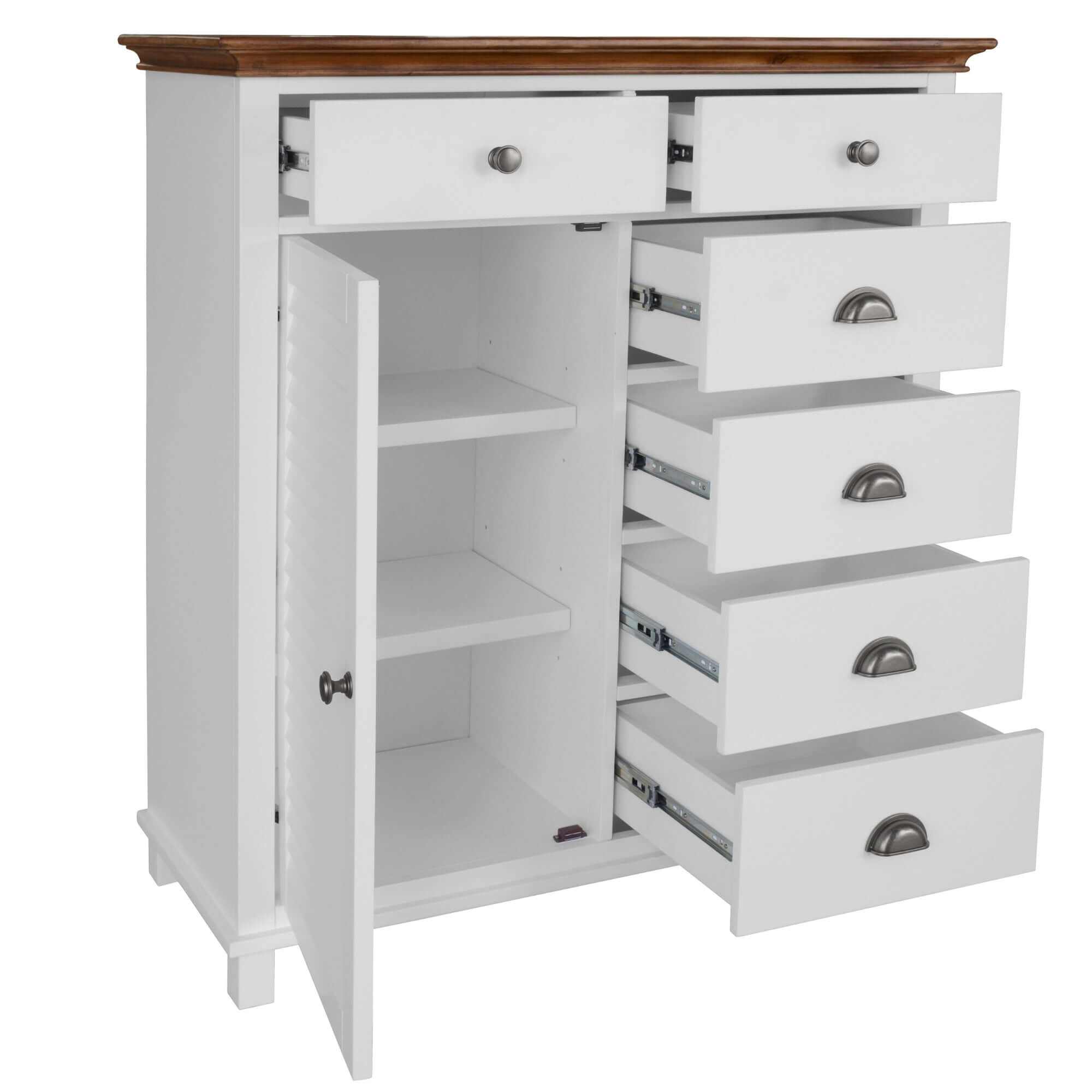 Virginia White Tall Dresser 6 Chest of Drawers Solid Pine Wood