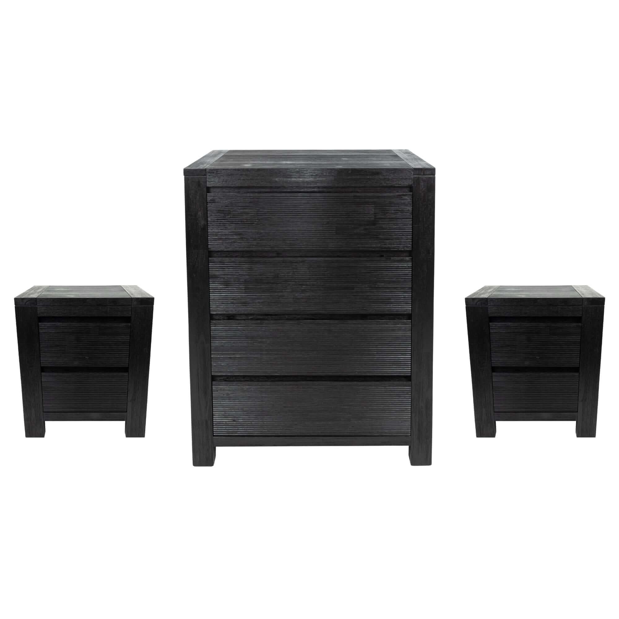 Tofino 3pc Black Bedroom Furniture Set