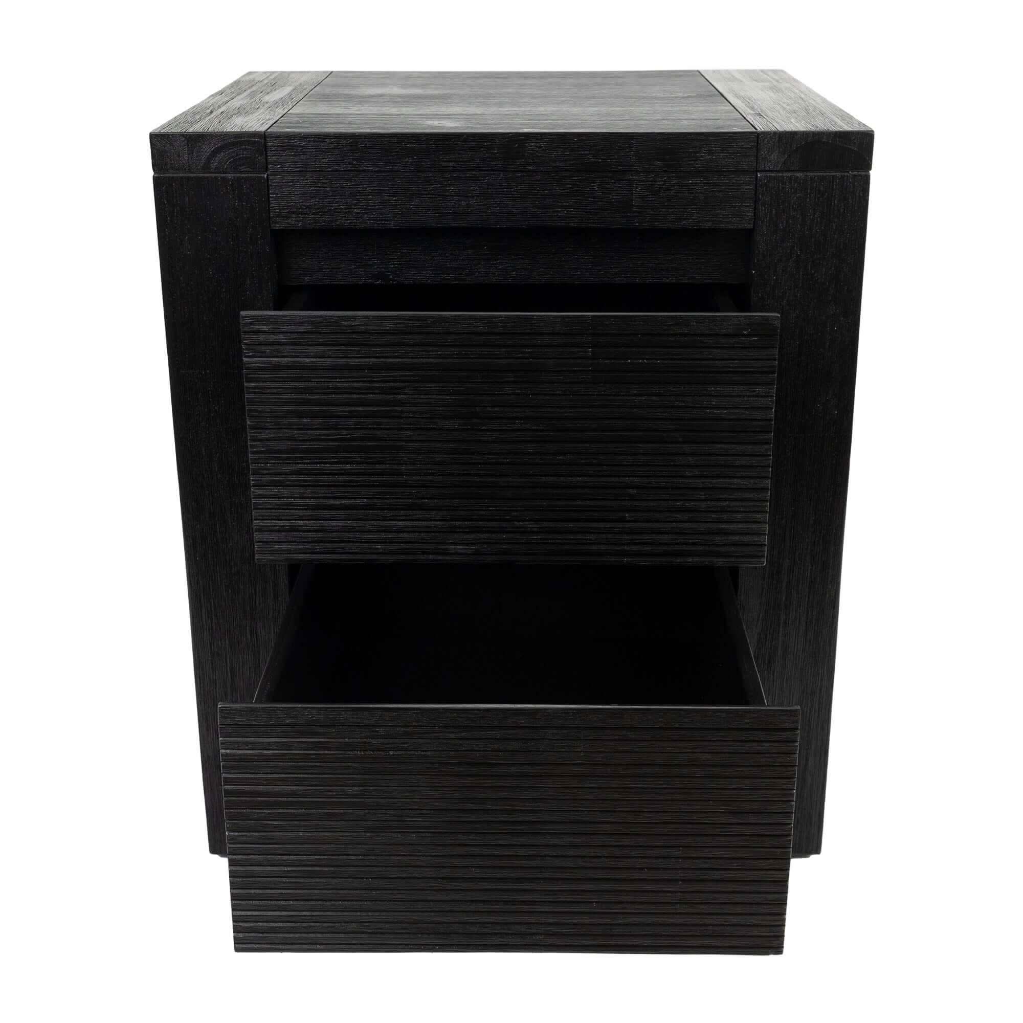 Tofino Bedside Table with 2 Drawer Storage Cabinet - Black