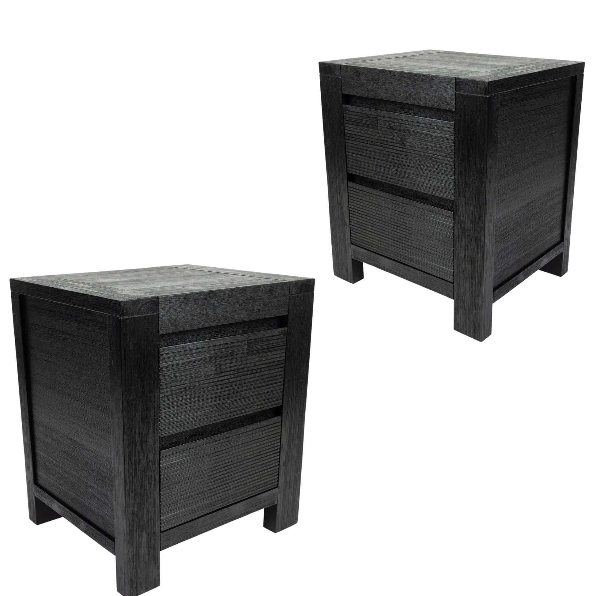 Tofino 2 Drawers Nightstand Set of 2 - Black