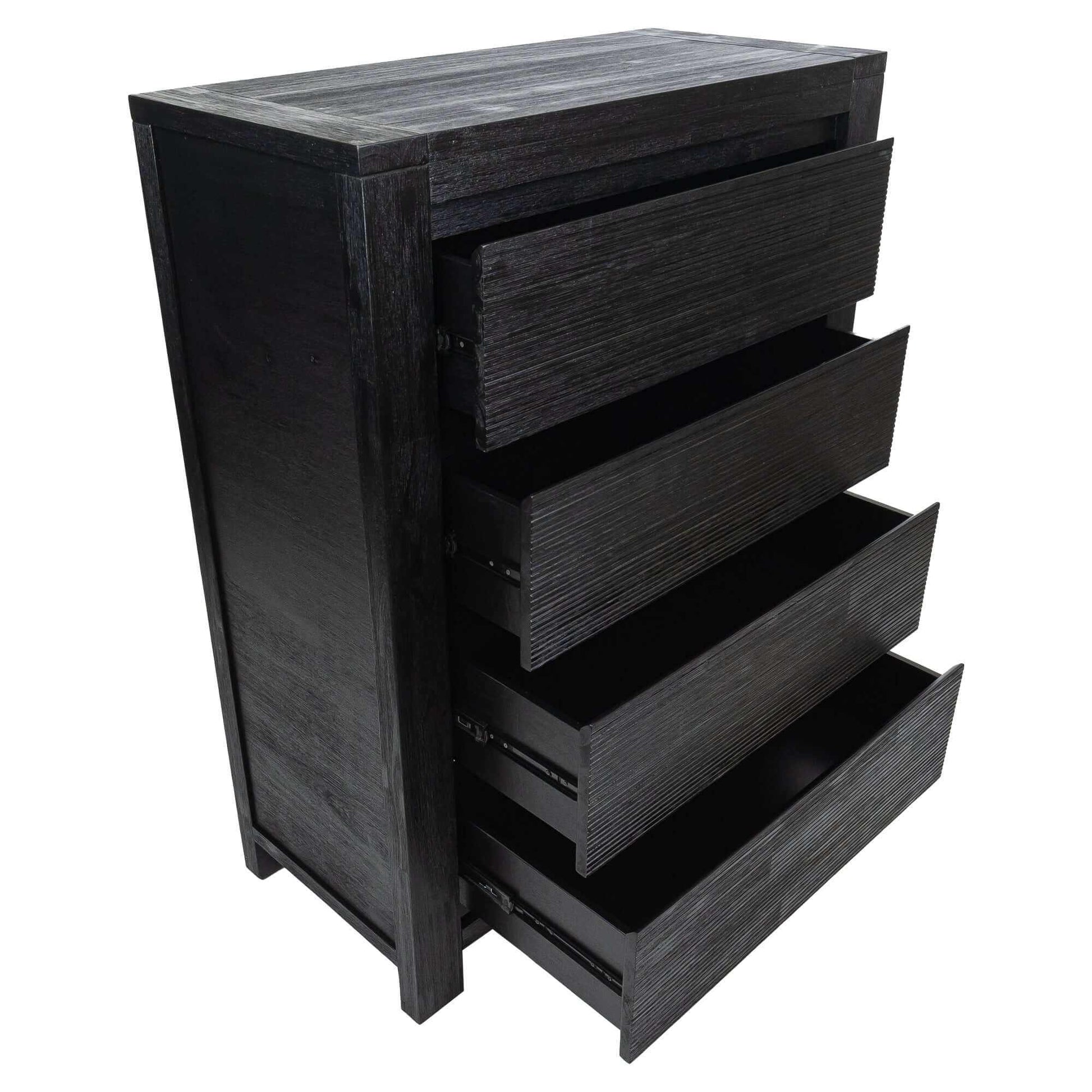 Tofino Tallboy 4 Chest of Drawers Storage Cabinet For Bedroom - Black
