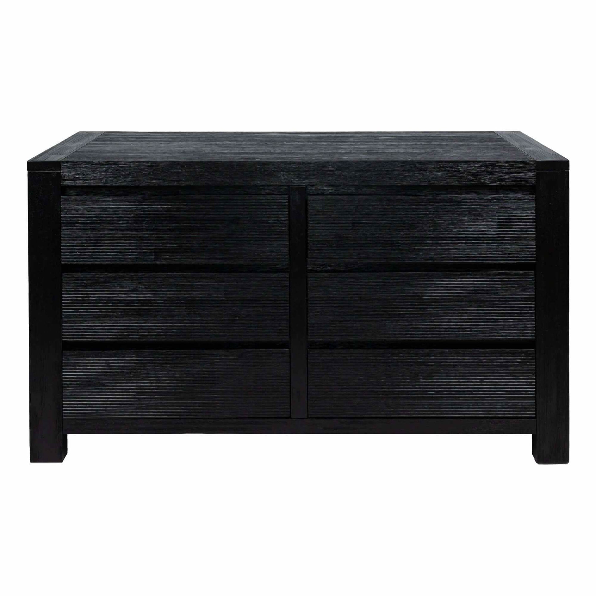 Tofino Chest Natural Wood 6 Drawer Dresser - Black