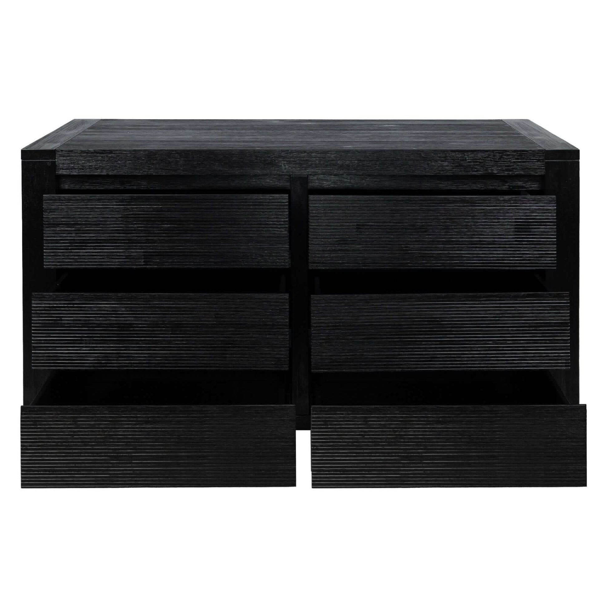 Tofino Chest Natural Wood 6 Drawer Dresser - Black