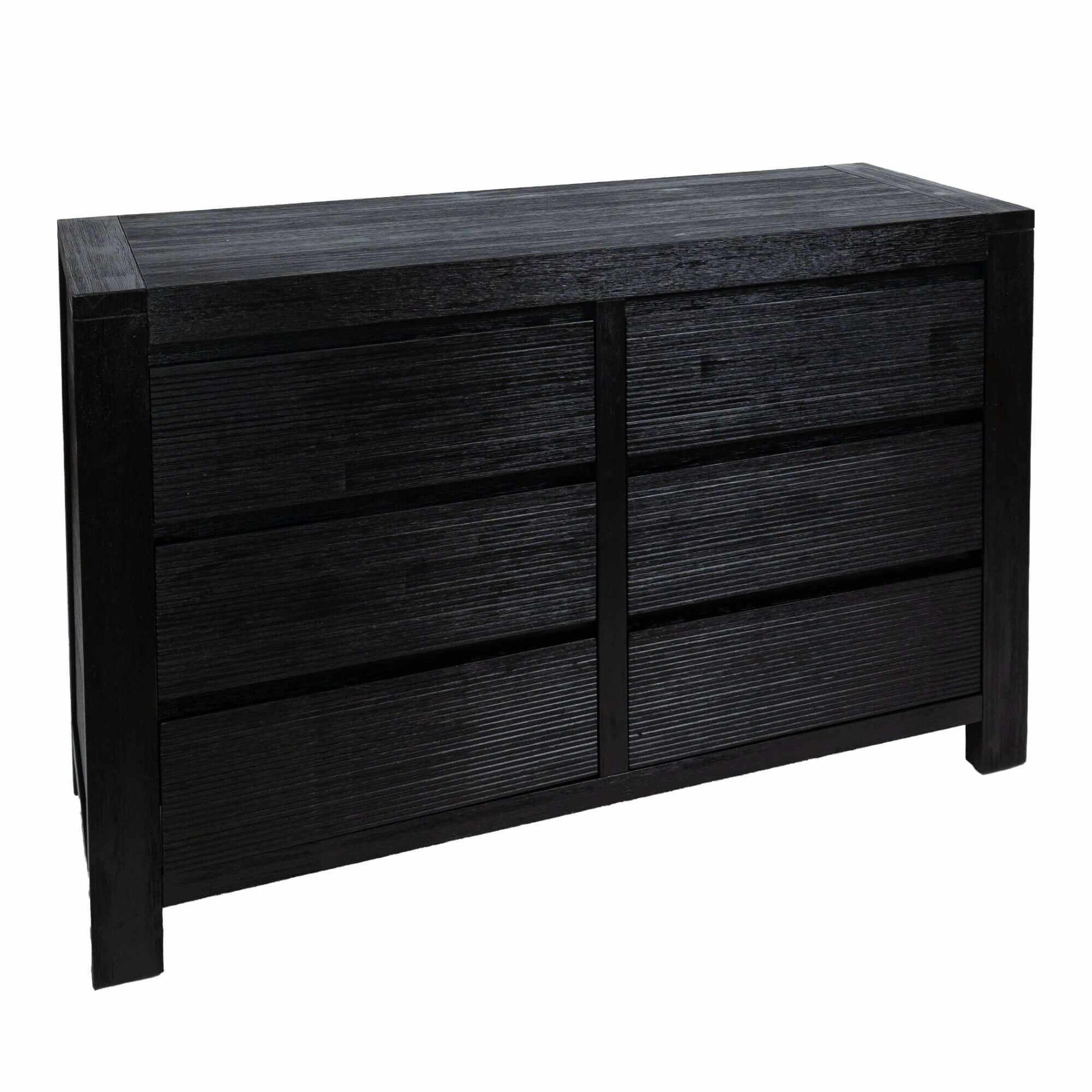 Tofino Chest Natural Wood 6 Drawer Dresser - Black
