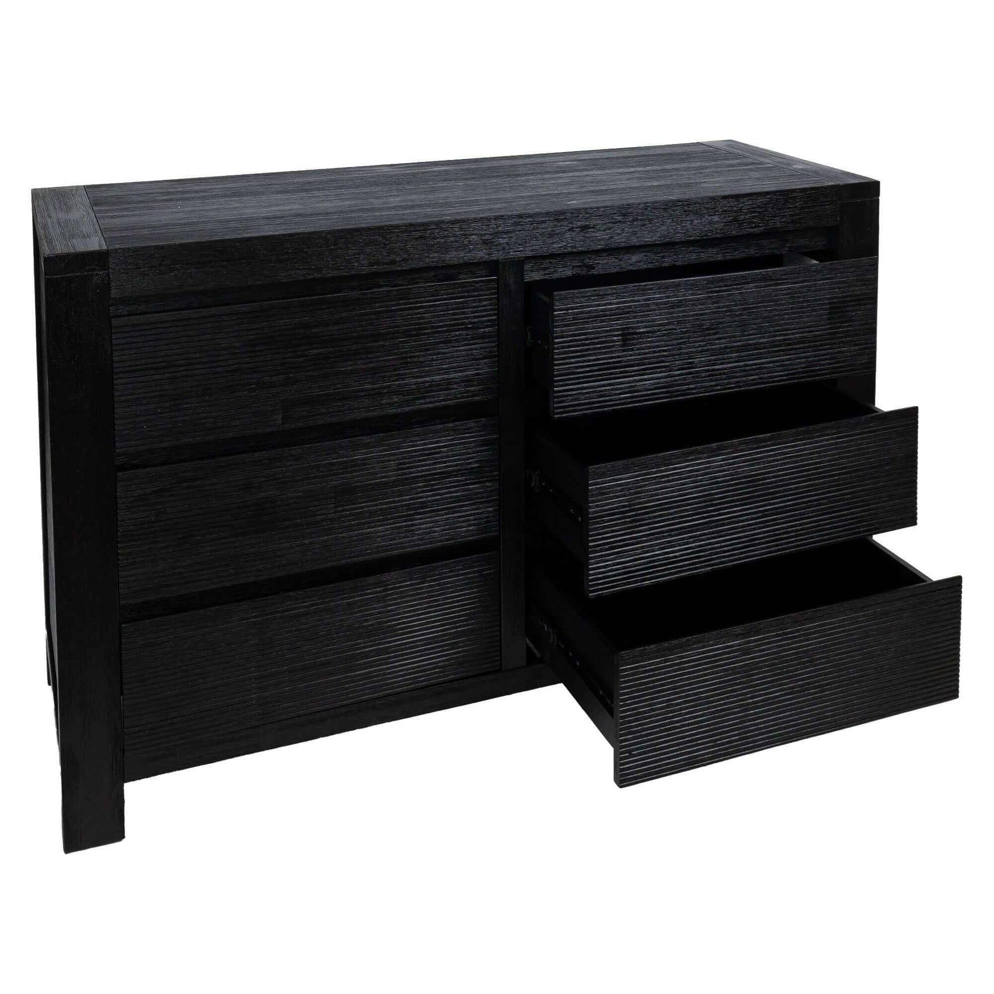 Tofino Chest Natural Wood 6 Drawer Dresser - Black
