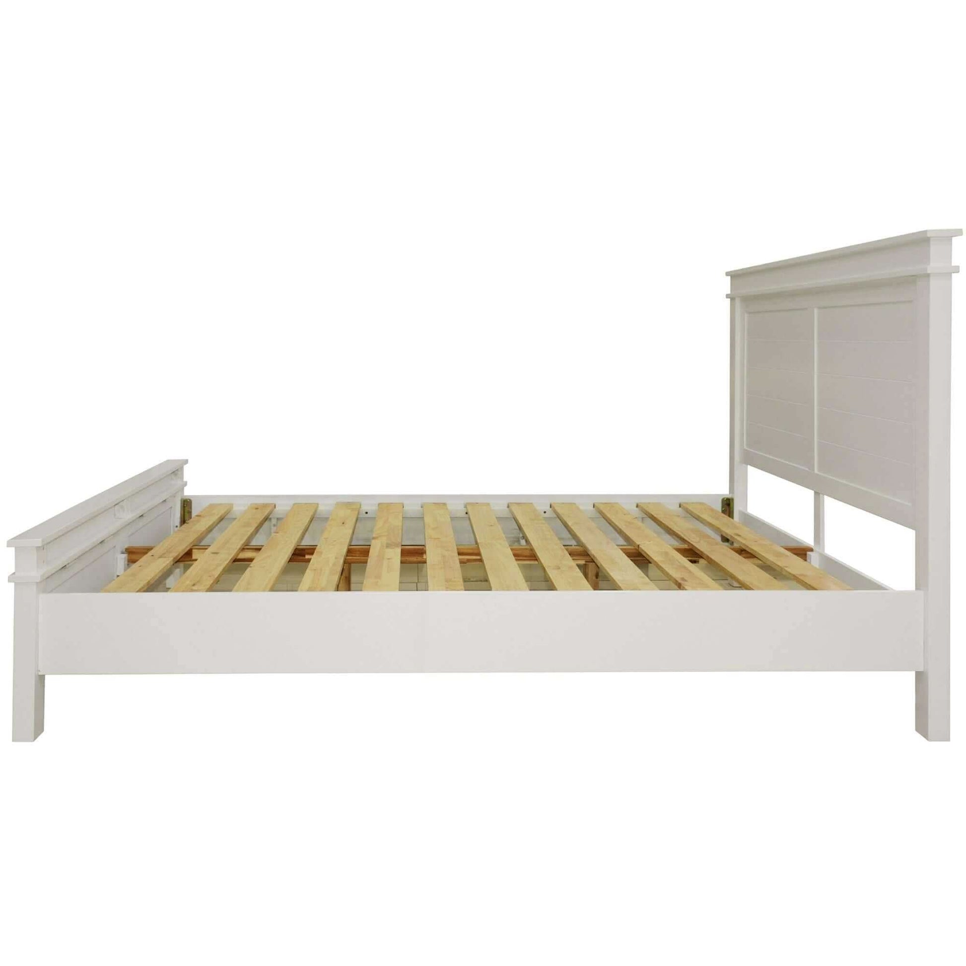 Lily White Queen Size Bed Frame Timber Mattress Base
