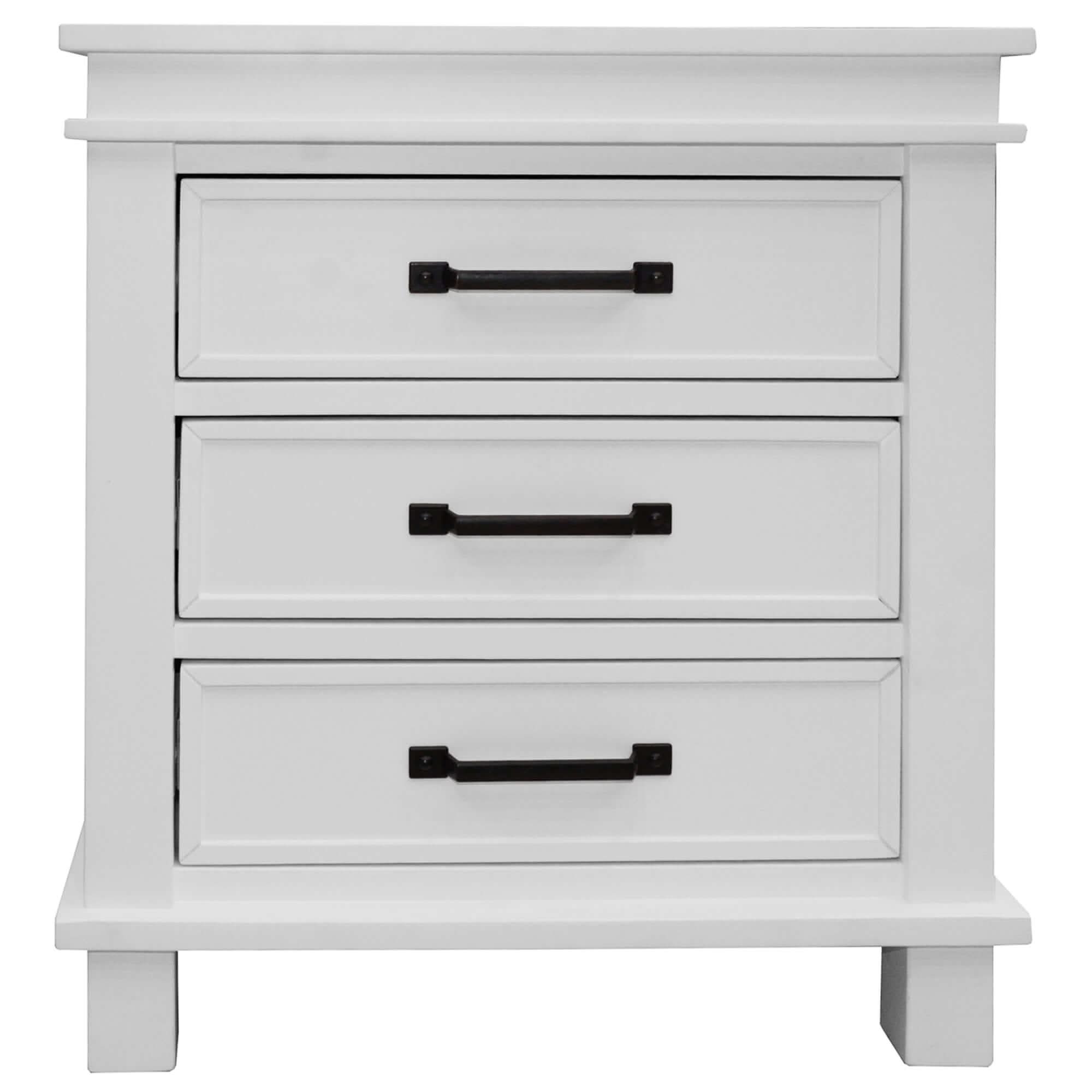 Lily Bedside Tables 3 Drawer Cabinet - White