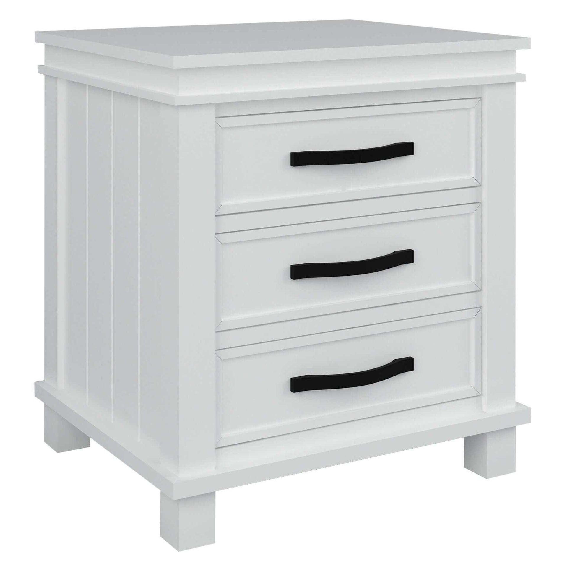 Lily Bedside Tables 3 Drawer Cabinet - White