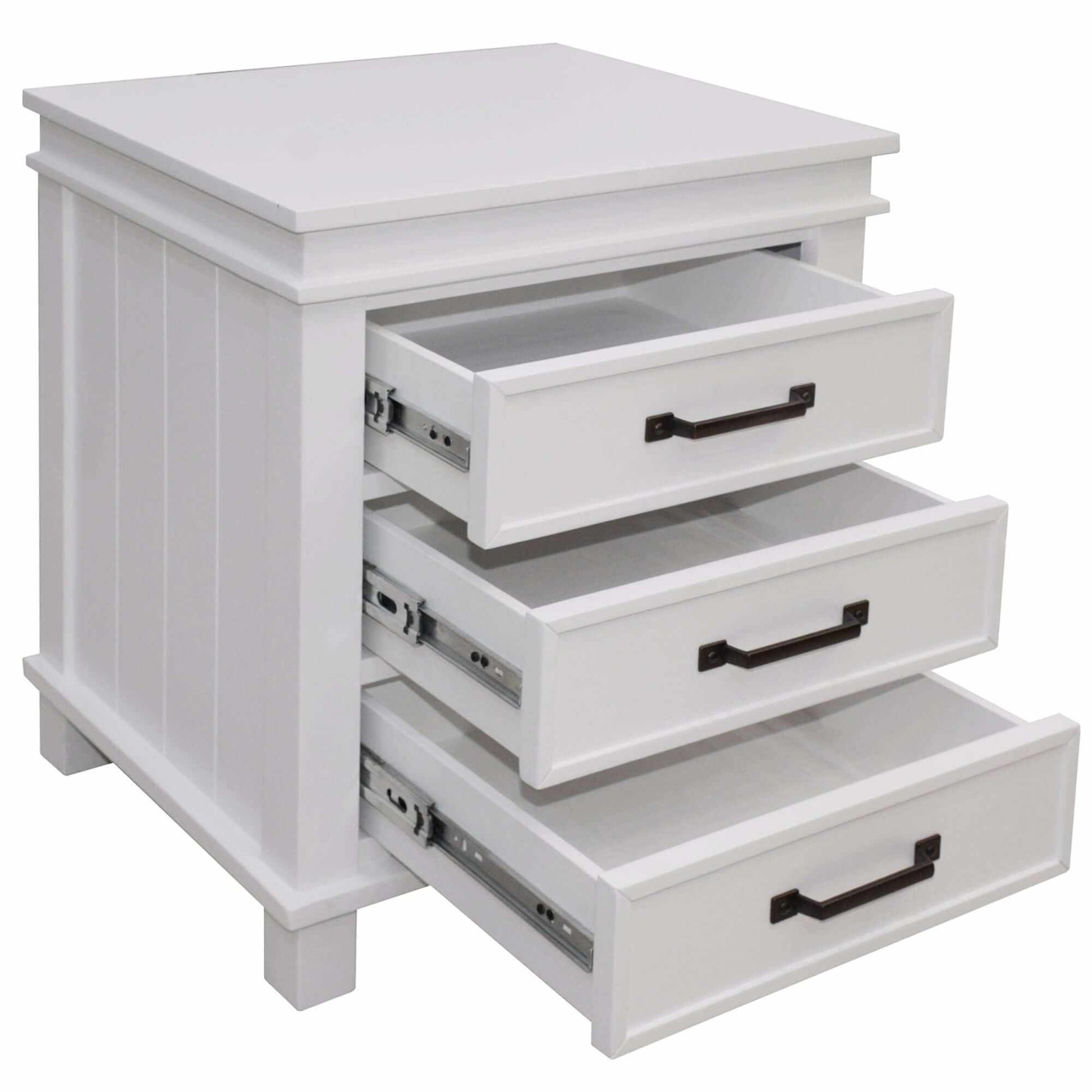 Lily Bedside Tables 3 Drawer Cabinet - White