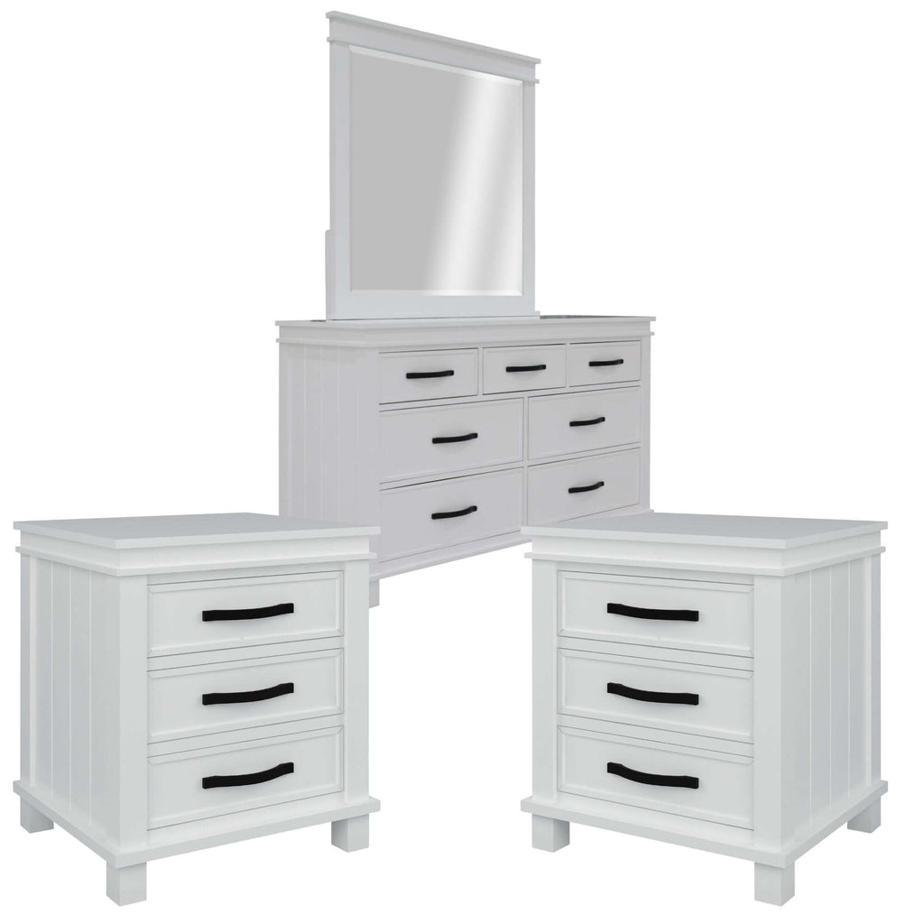 white dresser and nightstand set