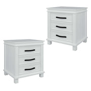 Lily Set of 2 Small Bedside Cabinet With Drawers - White
