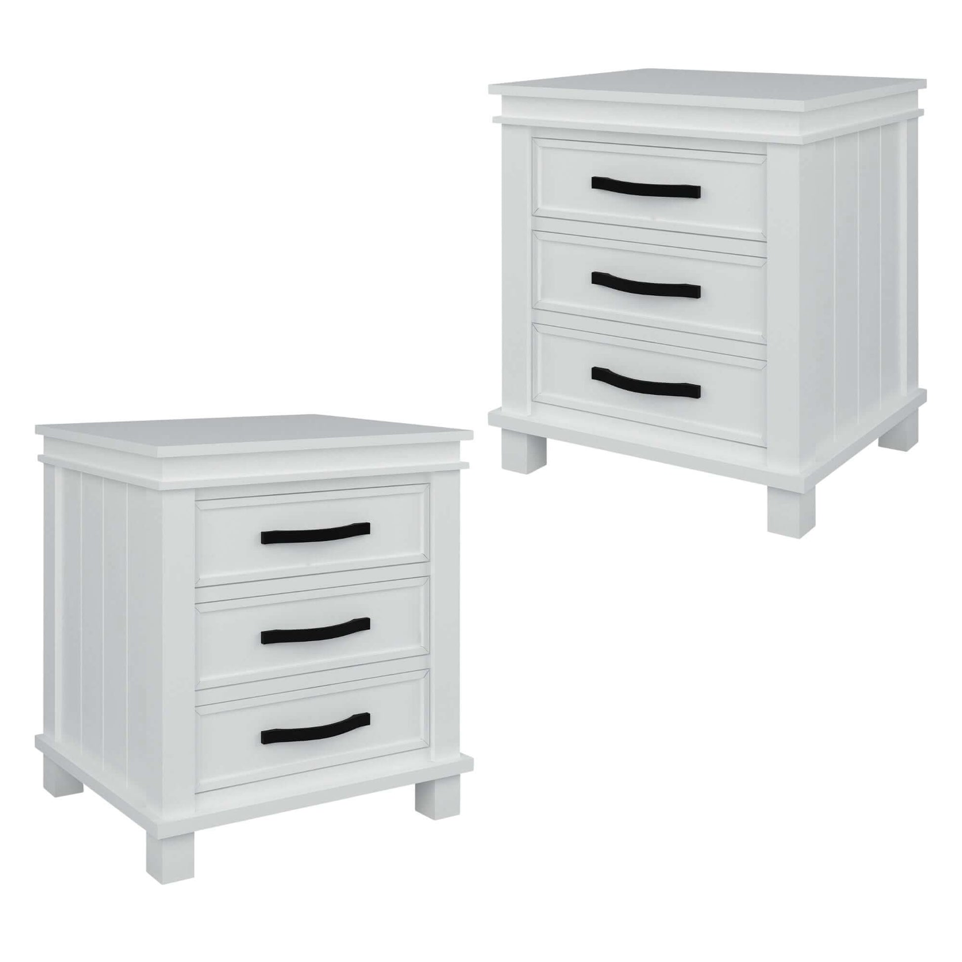 Lily Set of 2 Small Bedside Cabinet With Drawers - White