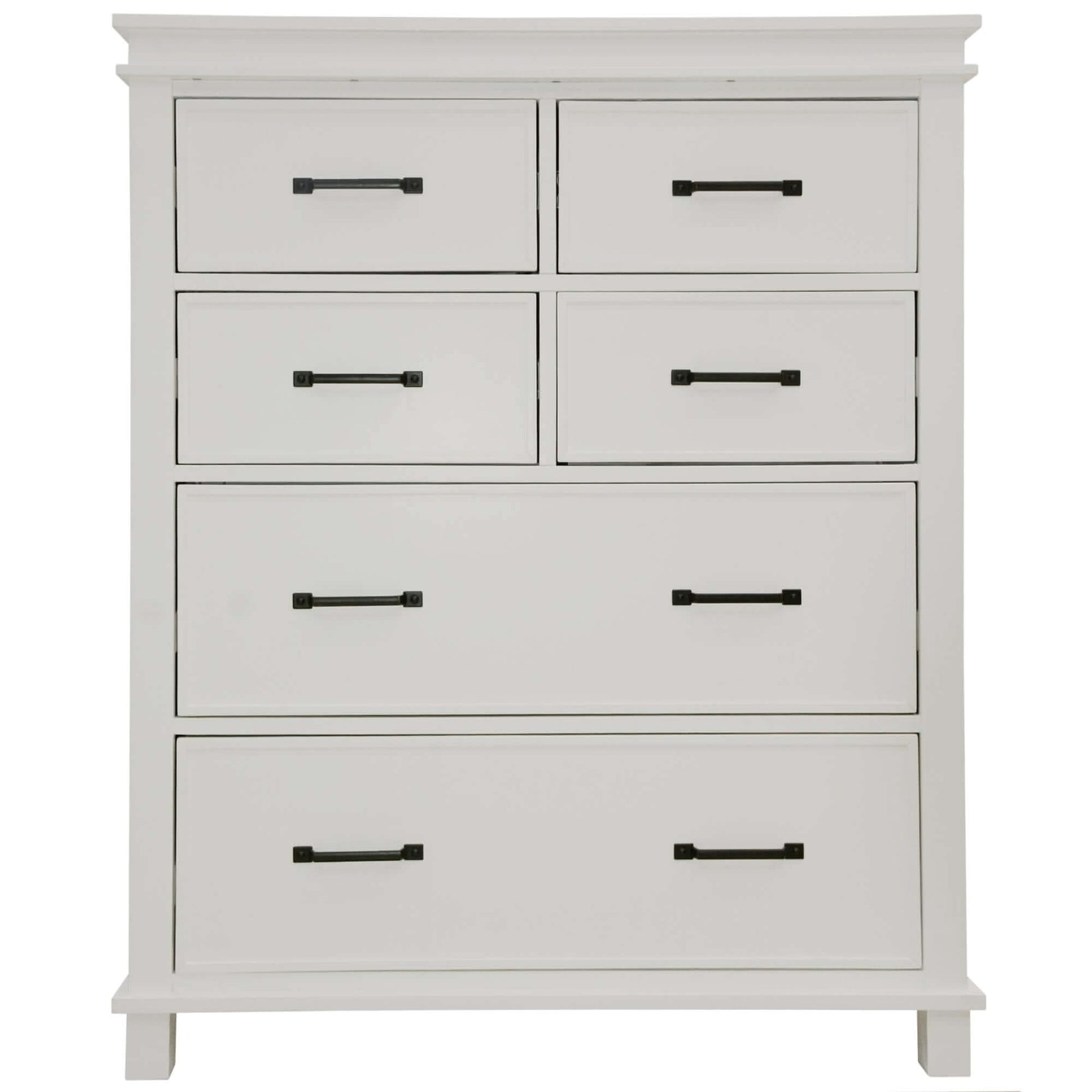 Lily Solid Pine Wood Tallboy 6 Drawer Chest of Drawers White