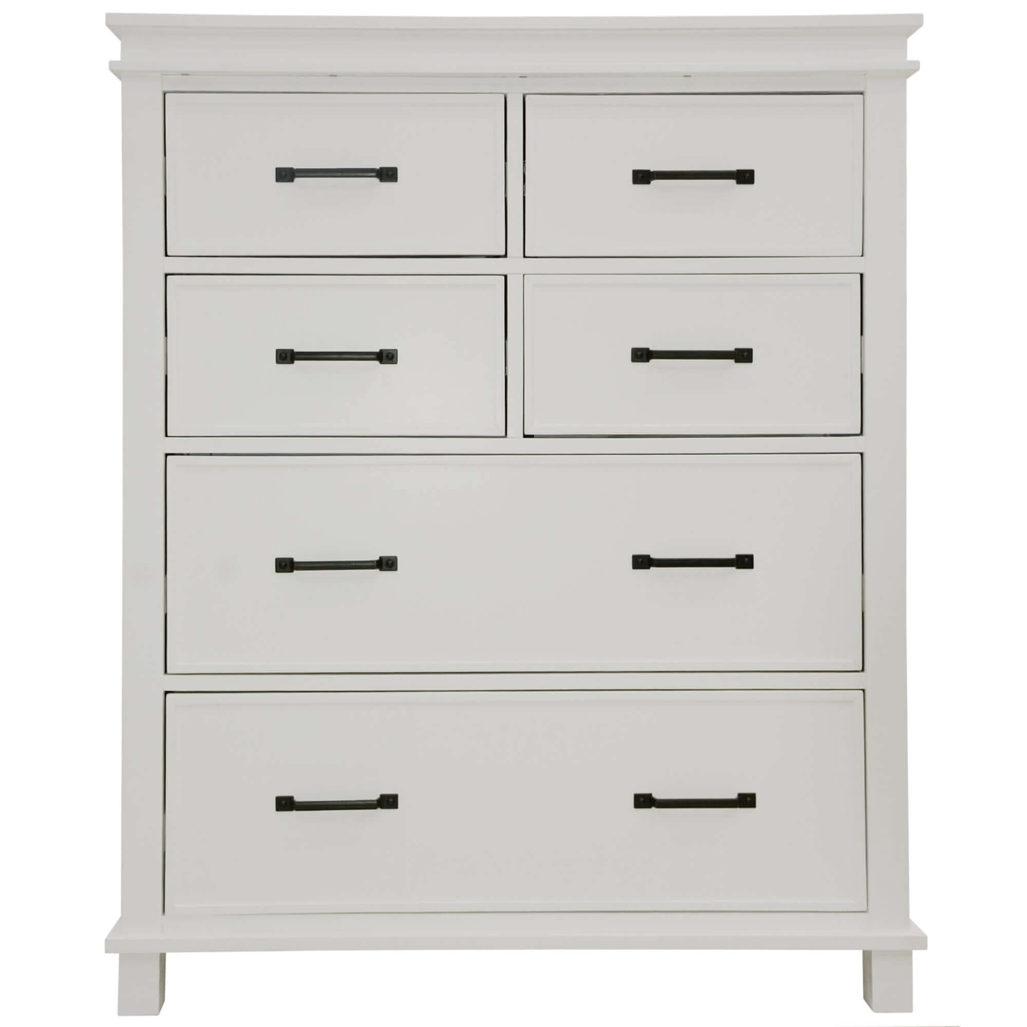 Lily Solid Pine Wood Tallboy 6 Drawer Chest of Drawers White