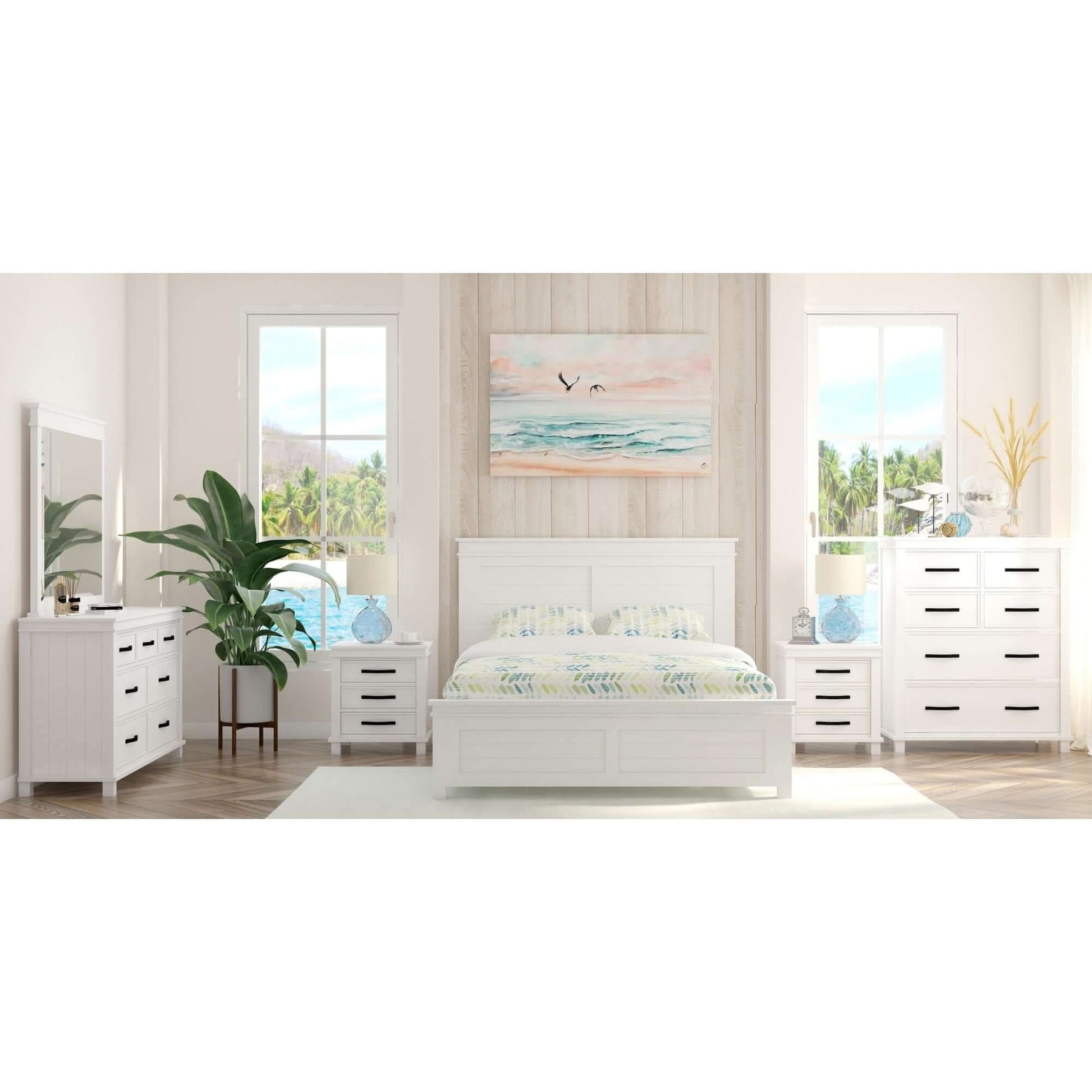 Lily Solid Pine Wood Tallboy 6 Drawer Chest of Drawers White