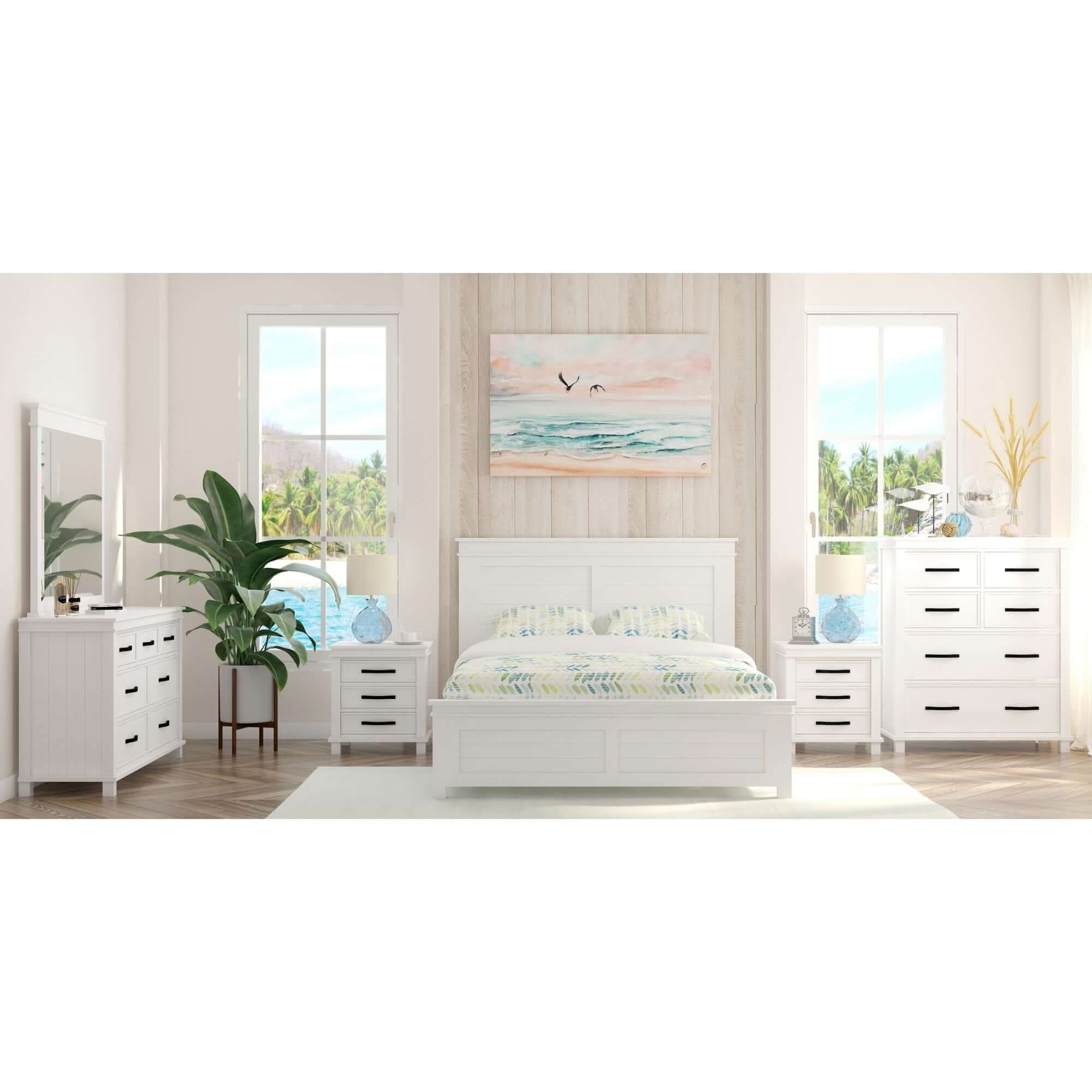 Lily Solid Pine Wood Tallboy 6 Drawer Chest of Drawers White