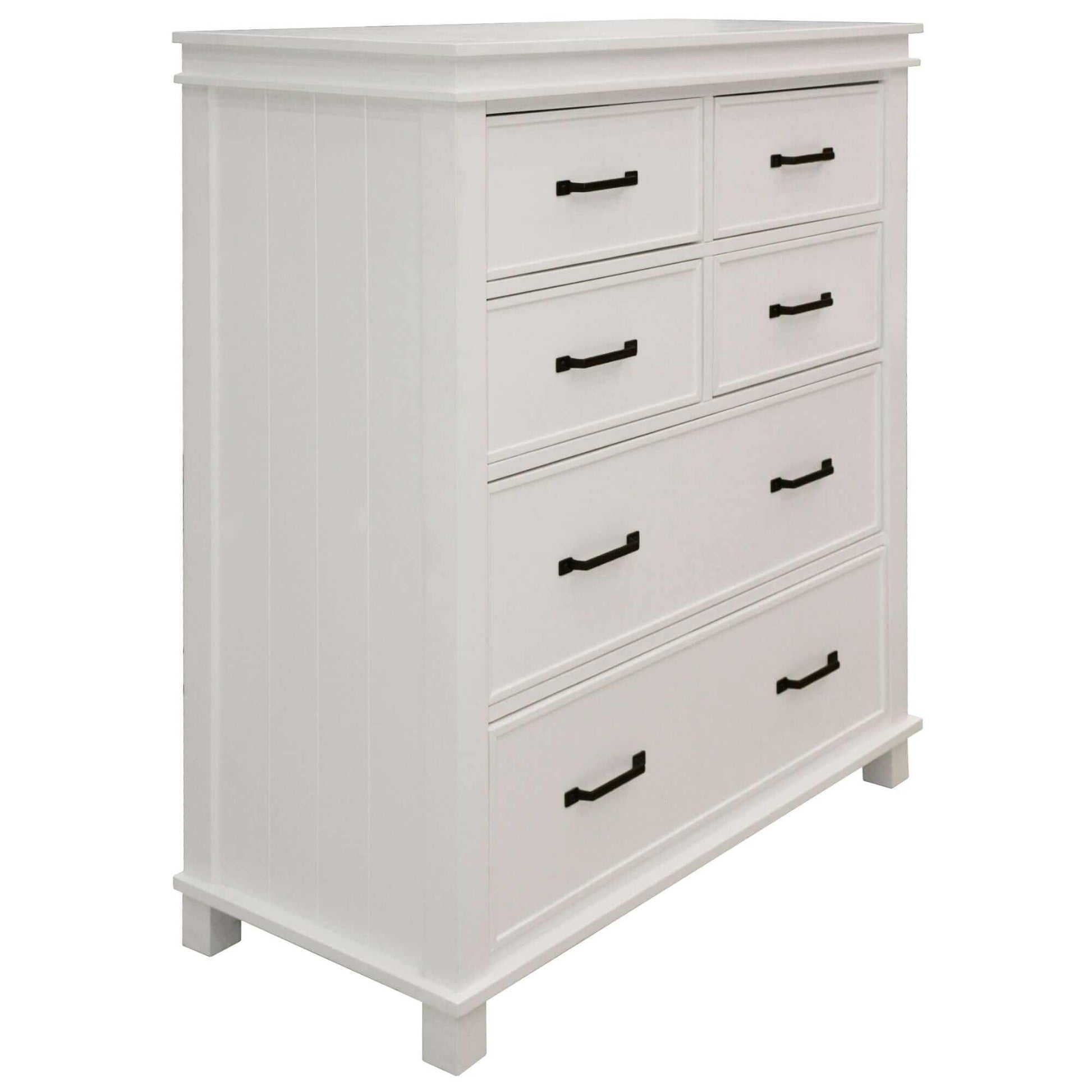 Lily Solid Pine Wood Tallboy 6 Drawer Chest of Drawers White