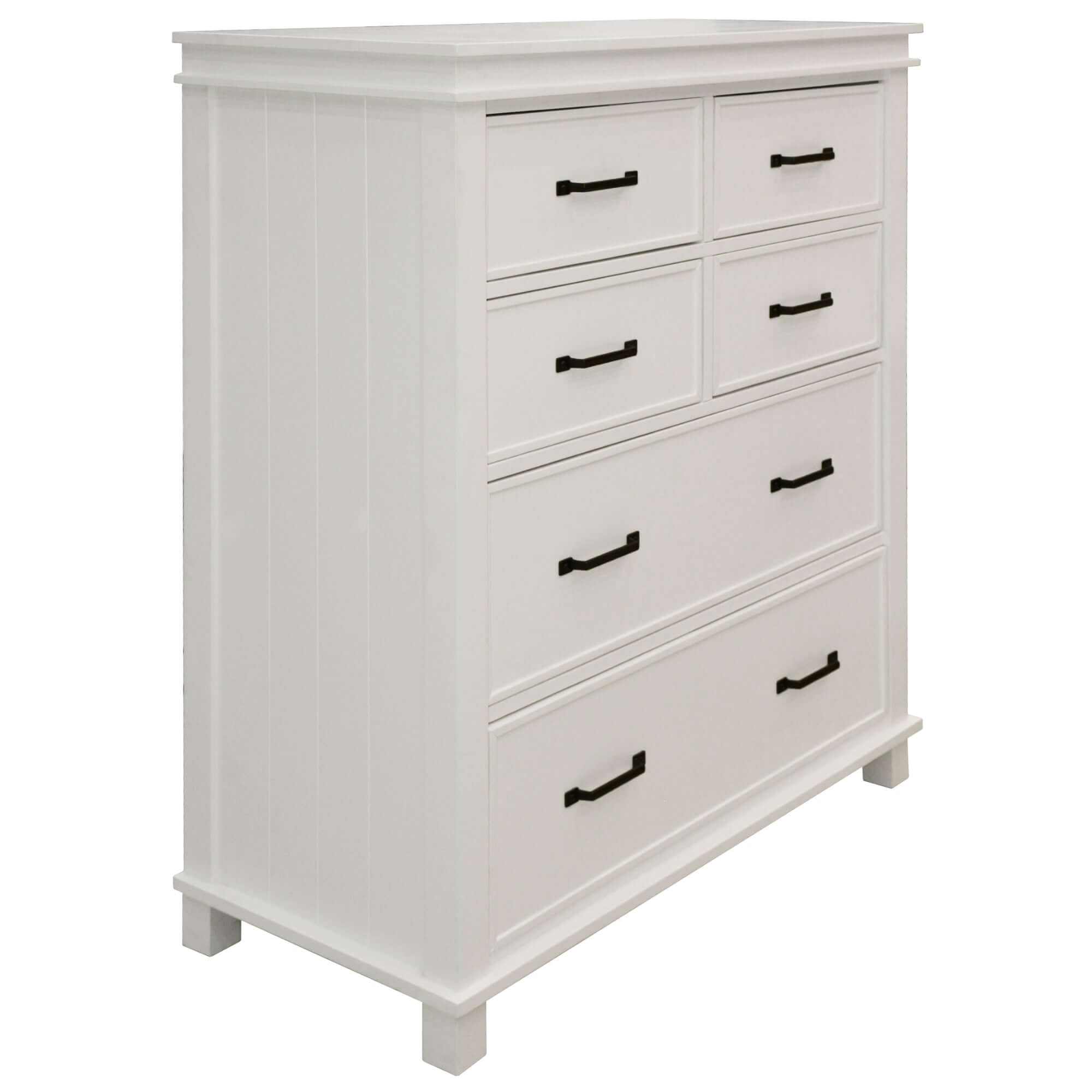 Lily Solid Pine Wood Tallboy 6 Drawer Chest of Drawers White