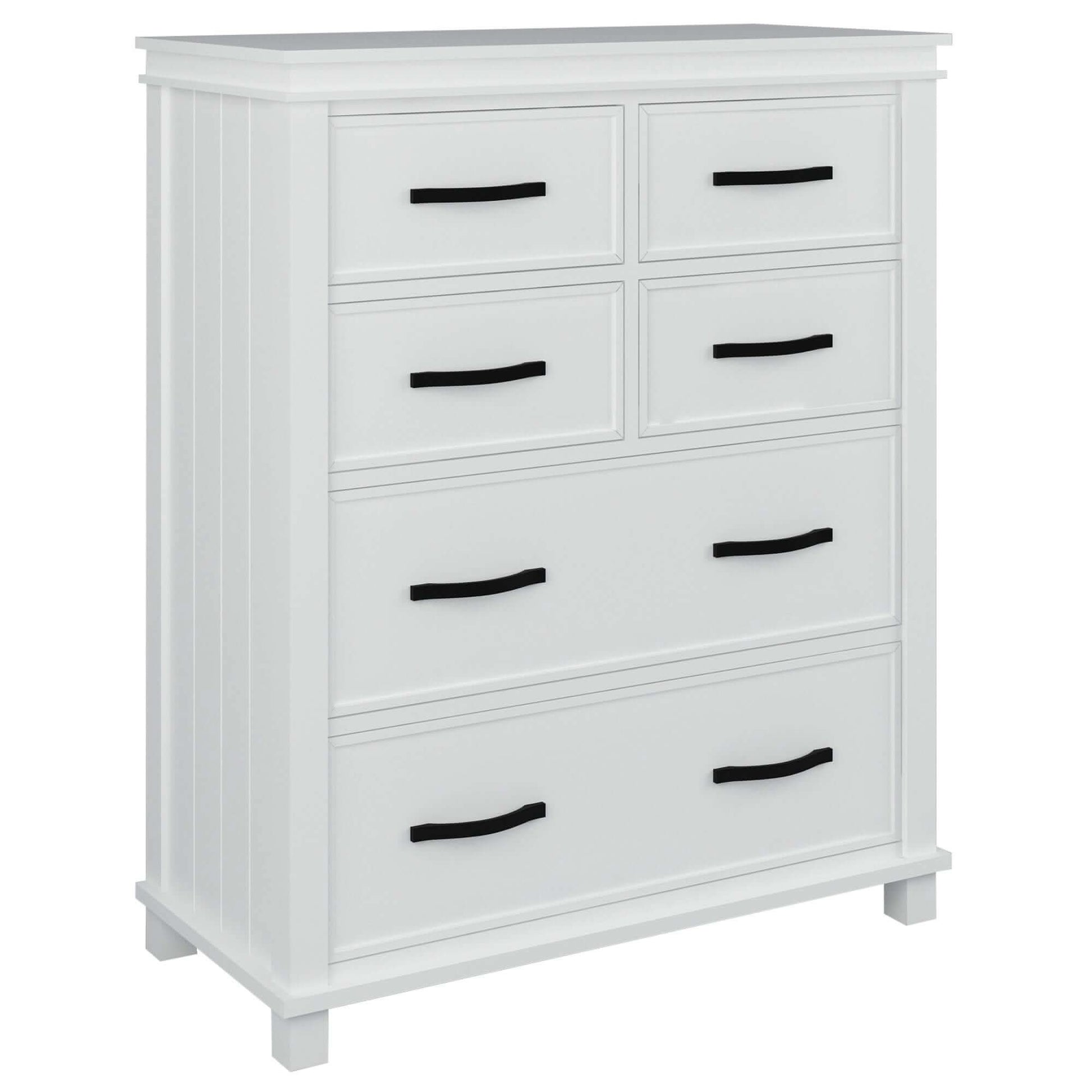 Lily Solid Pine Wood Tallboy 6 Drawer Chest of Drawers White