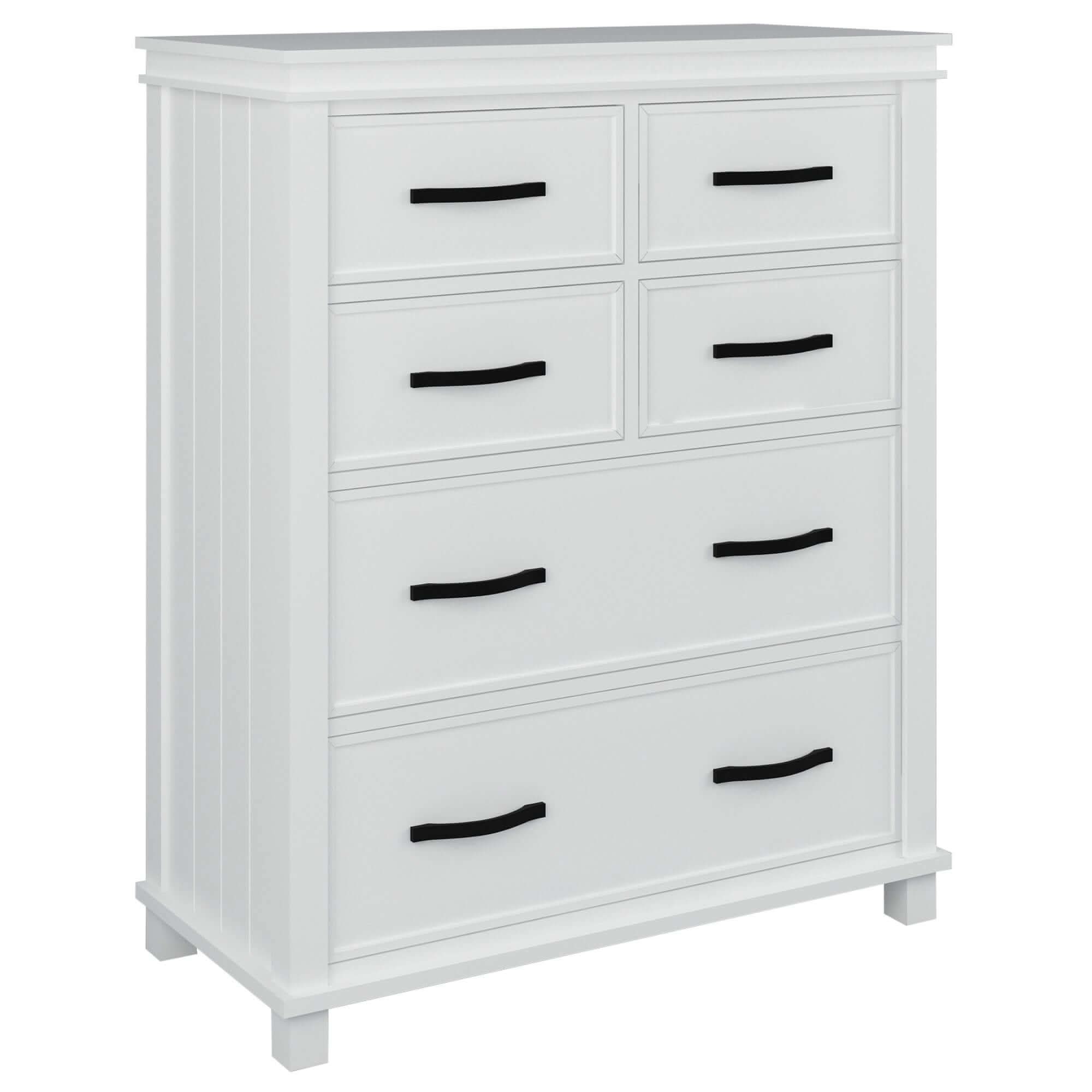 Lily Solid Pine Wood Tallboy 6 Drawer Chest of Drawers White