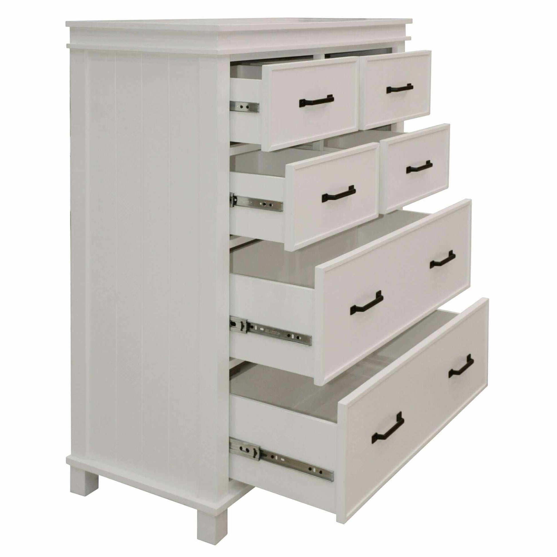Lily Solid Pine Wood Tallboy 6 Drawer Chest of Drawers White