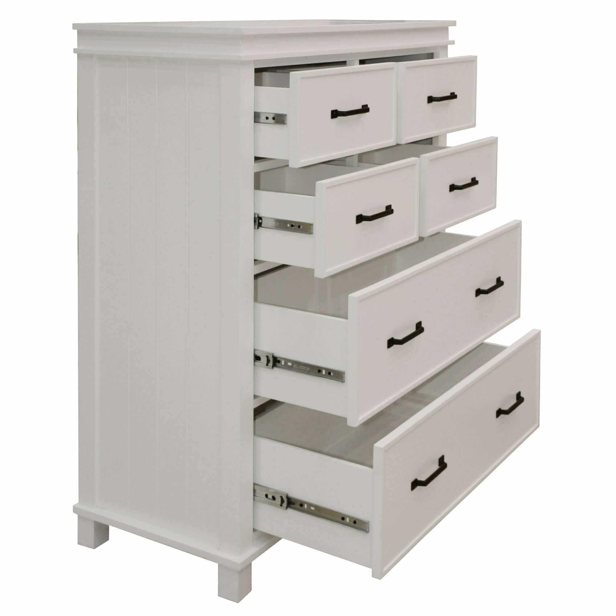 Lily Solid Pine Wood Tallboy 6 Drawer Chest of Drawers White