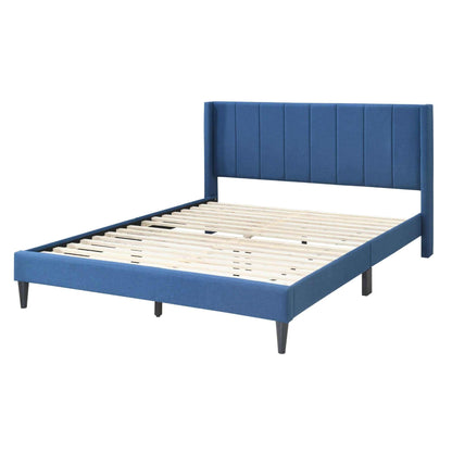 Samson Winged Headboard Luxurious Queen Bed - Blue