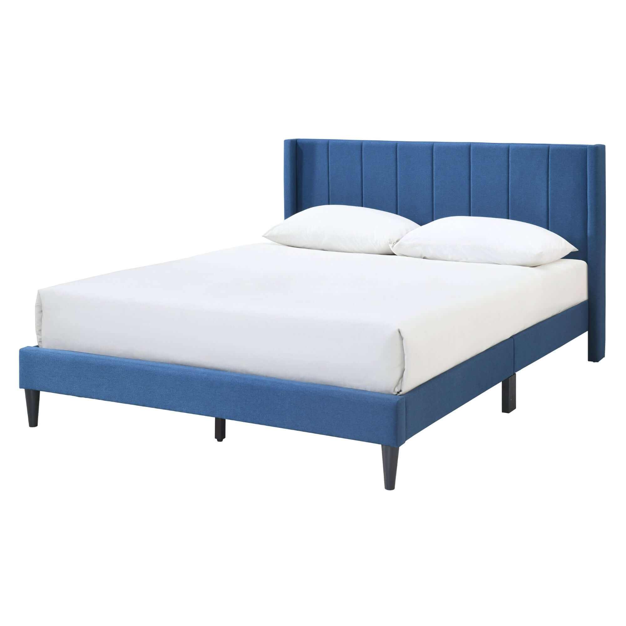 Samson Winged Headboard Luxurious Queen Bed - Blue