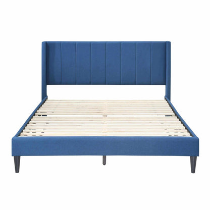 Samson Winged Headboard Luxurious Queen Bed - Blue